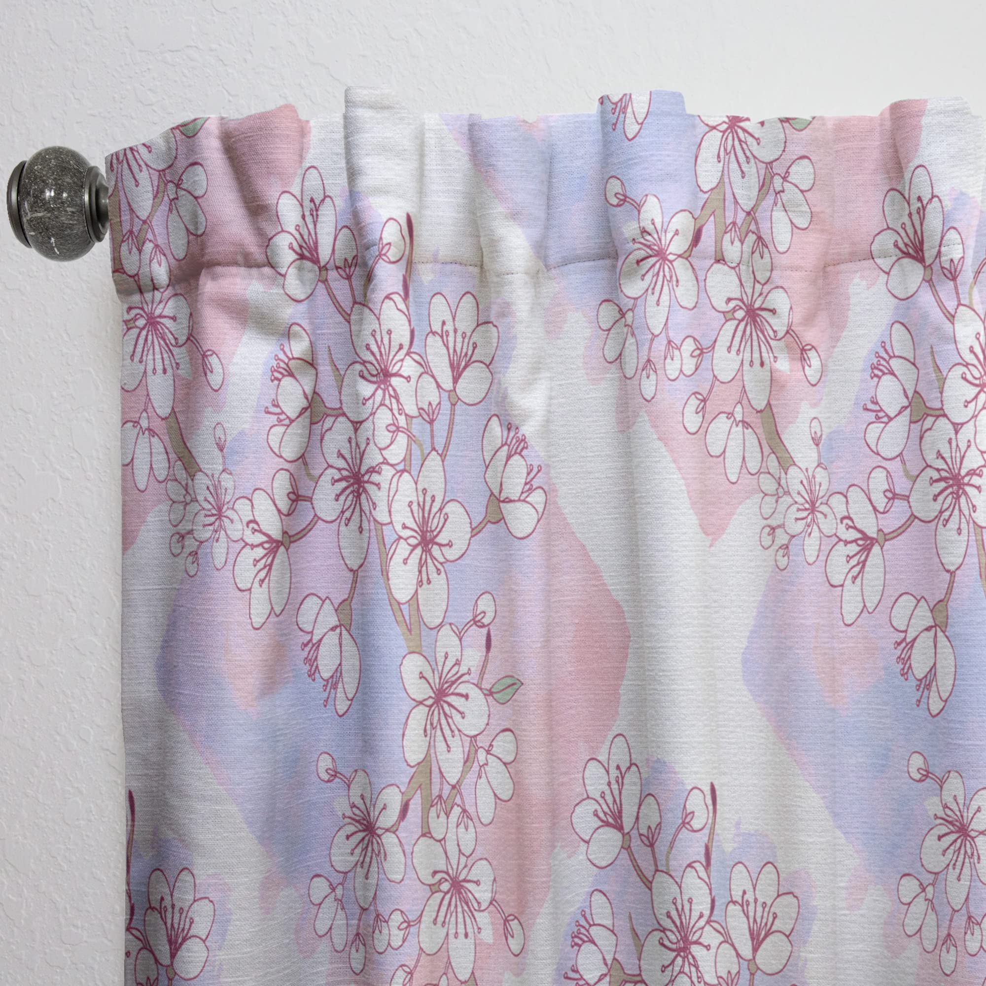 DesignQ Retro Pink Floral Print Thermal Insulated Curtains - Single Panel 52x108 - Elegant Window Treatments for Bedroom & Living Room | Perfect for Home Decor, Privacy & Energy Efficiency