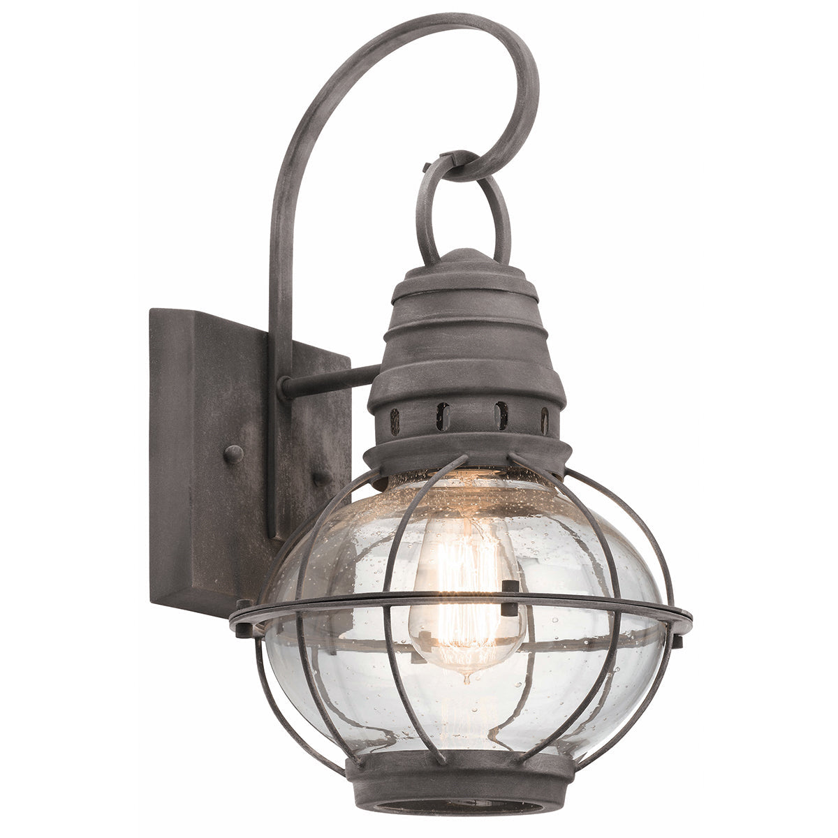 Bridge Point Small/Medium/Large Wall Lantern - Weathered Zinc/Natural Brass Finish Outdoor Lighting - Perfect for Porch, Garden, Patio & Entryway Decor