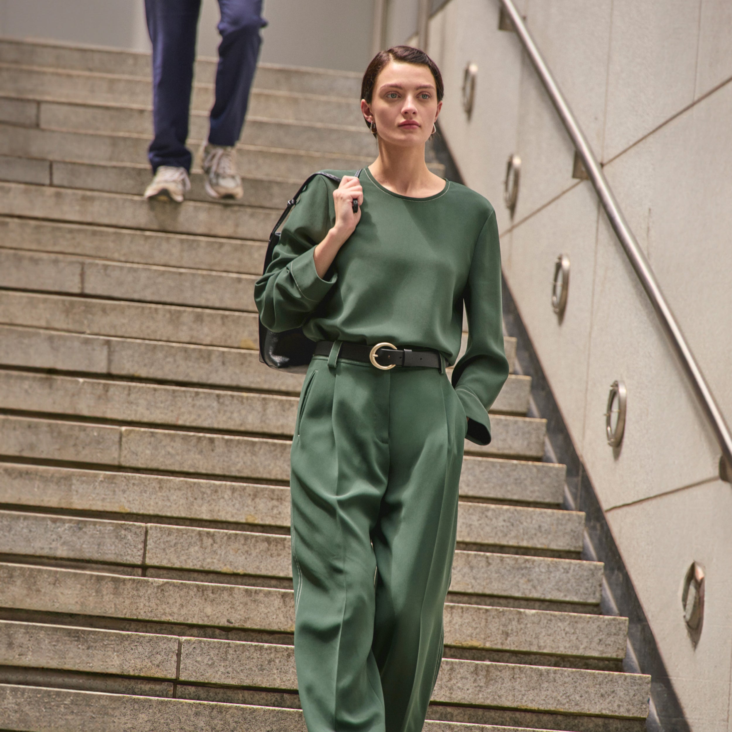 Arlo Breeze Pant - Everyday Crepe Pants for Women in Dusty Pine | Comfortable Casual Wear for Work, Travel & Relaxation