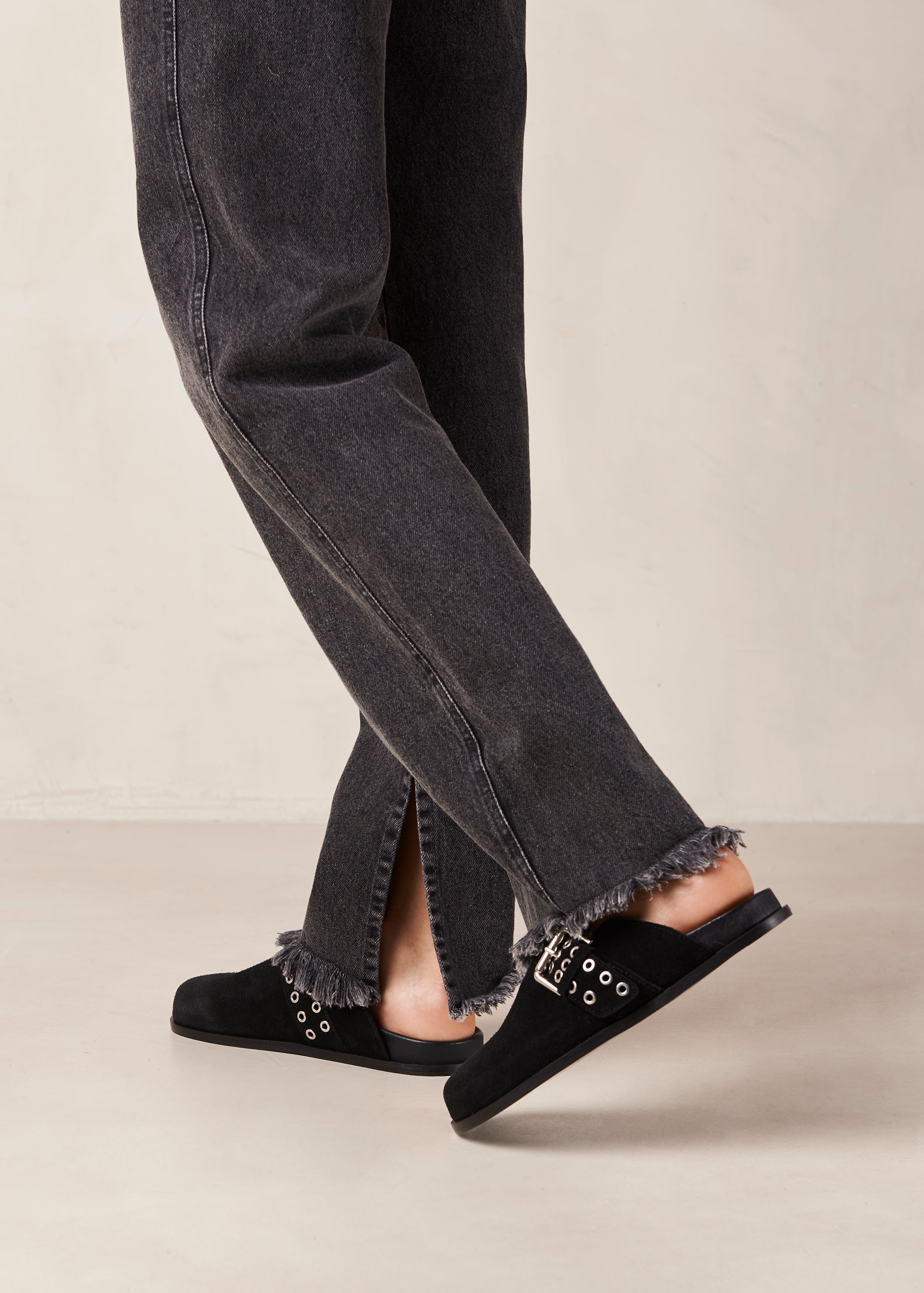 Halia Black Leather Mules for Women - Comfortable Slip-On Shoes with Soft Cushioning - Perfect for Casual Outings, Office Wear & Everyday Use