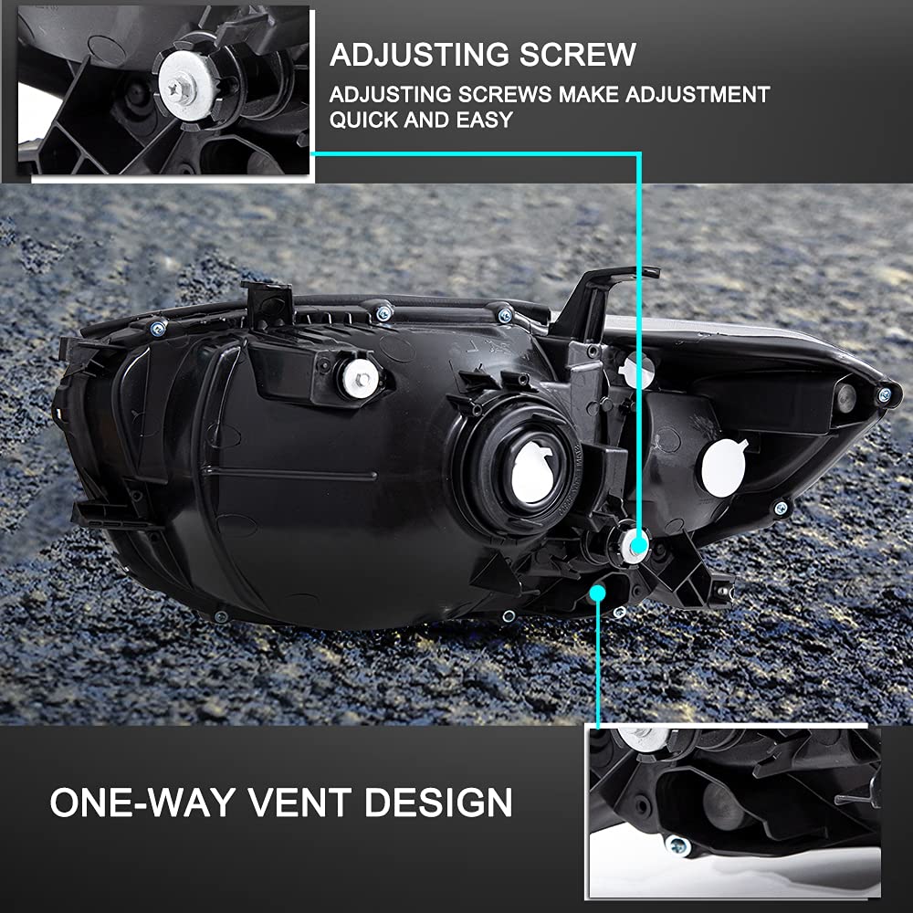 BRYGHT Headlight Assembly Replacement for 2008-2010 Toyota Highlander - Left & Right Side (Driver & Passenger) - Durable LED Headlights with Clear Lens - Perfect for Night Driving and Off-Road Adventures