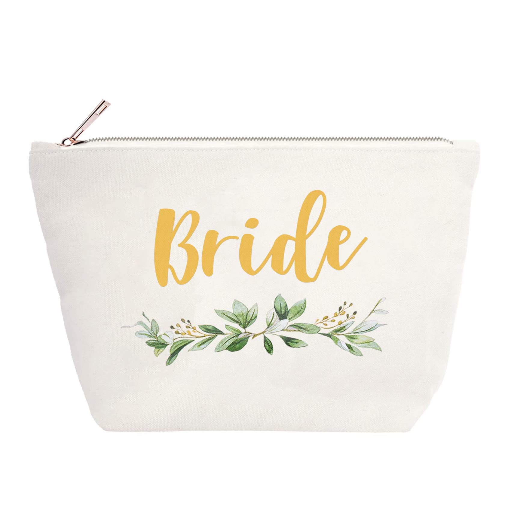 ELEGANTPARK Bride Makeup Bag - Elegant Canvas Cosmetic Bag with Gold Script for Wedding, Bachelorette Party & Bridal Shower Gifts - Perfect for Bridesmaids, Travel & Special Occasions