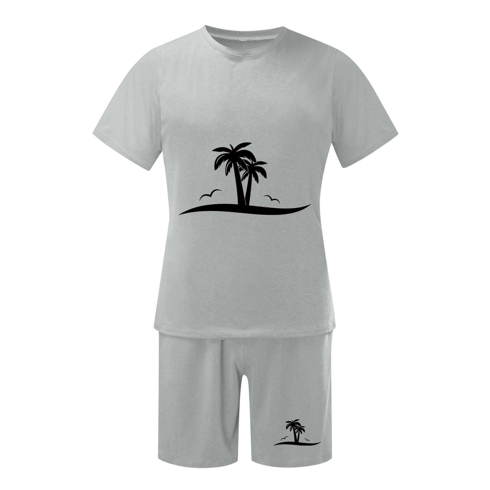 Men's Summer Beach Outfit - STRY Short Sleeve Printed Shirt & Sweat Pants Suit with Pockets | Casual Wear, Vacation Style, Lounge Comfort