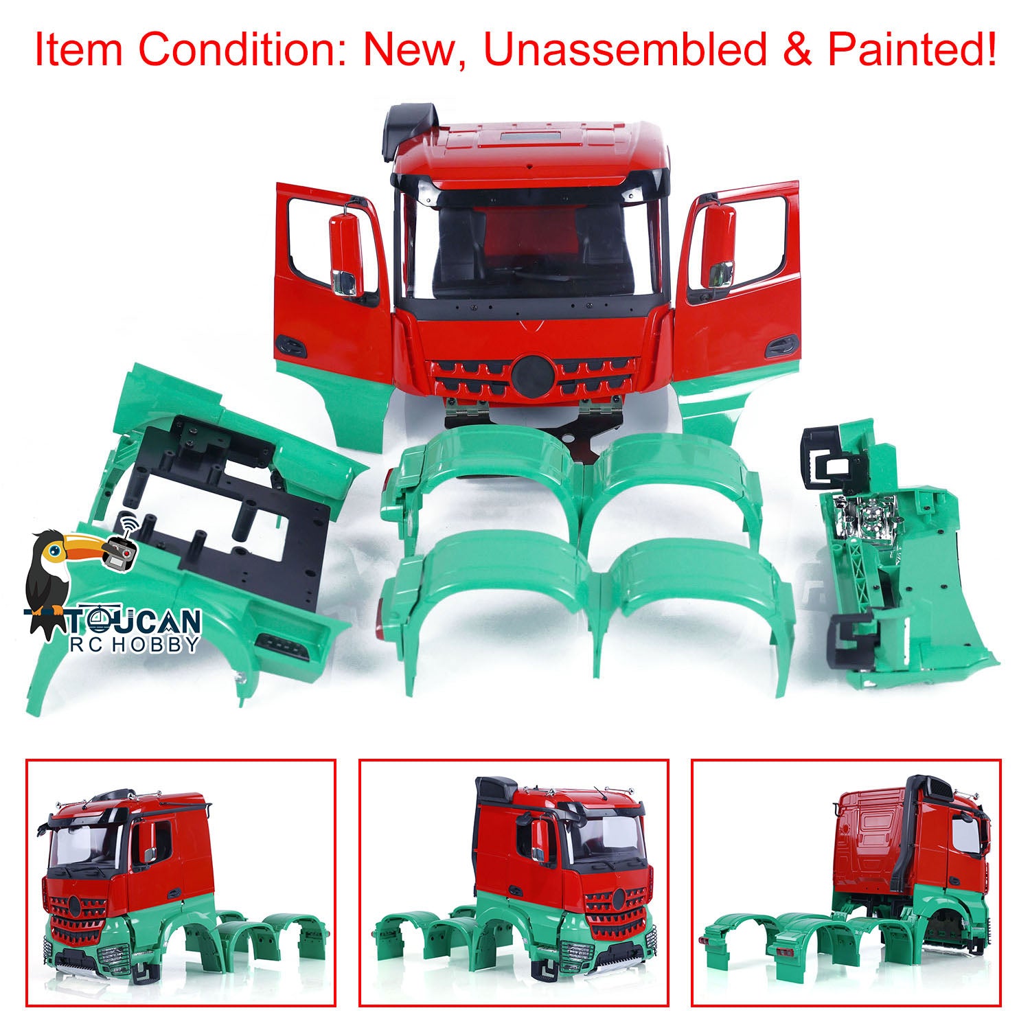 1/14 Scale Painted Plastic Body Shell Cabin Set for 6x6 RC Tractor Truck - DIY Simulation Vehicle Parts for Hobby Model Enthusiasts | Perfect for RC Car Customization, Off-Road Simulation & Collectible Displays