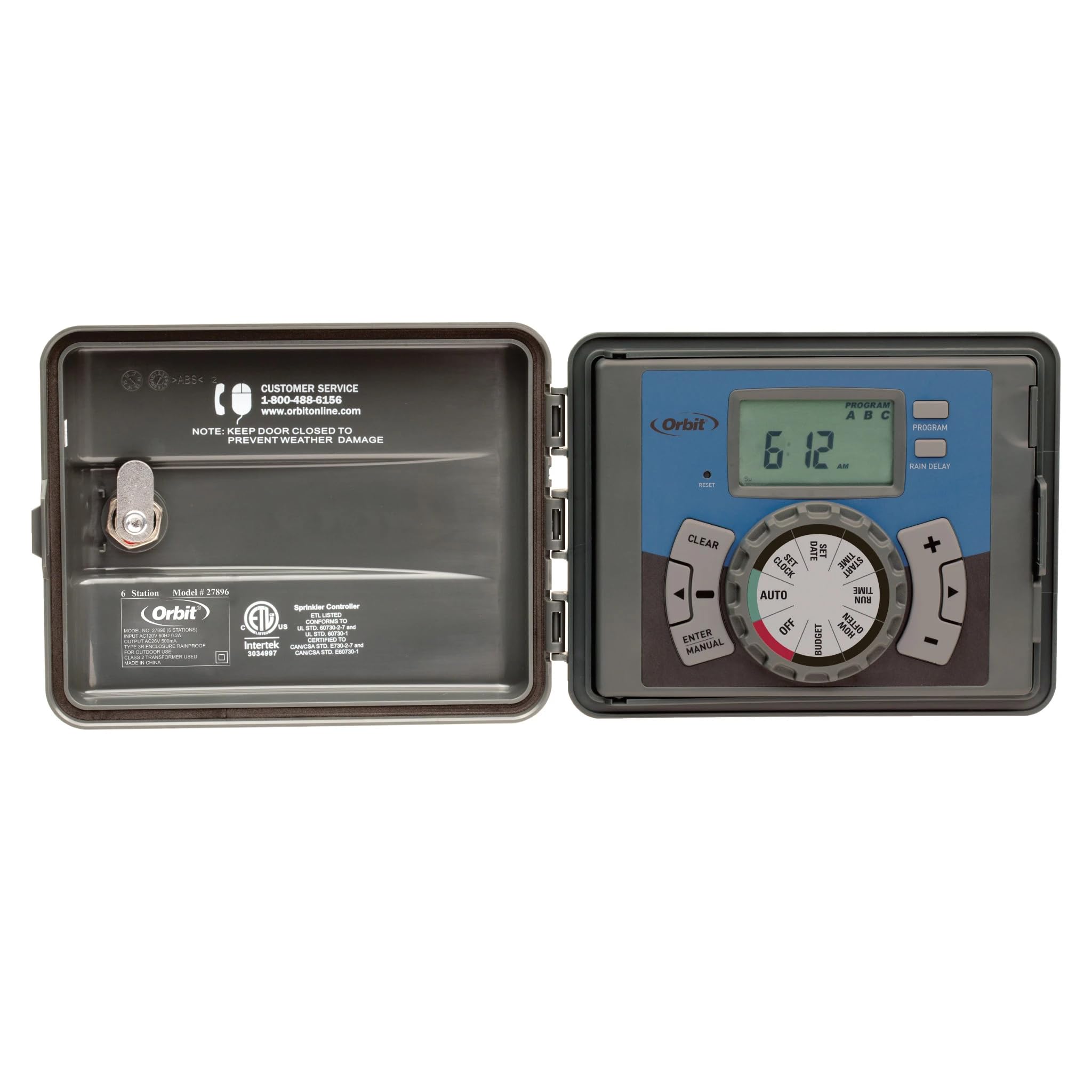 Orbit 27896 Easy-Set Logic 6-Station Indoor Outdoor Sprinkler Timer Controller - Smart Watering System for Lawn Garden & Landscape Irrigation