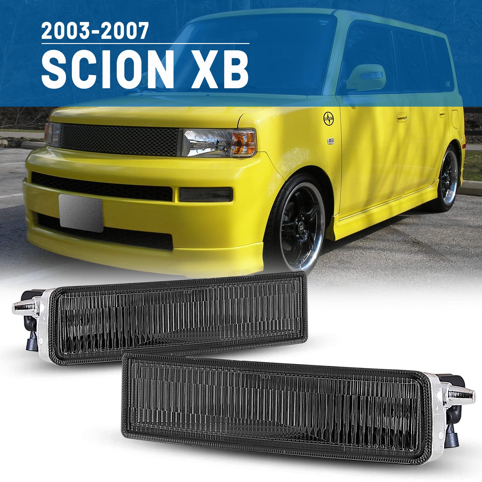 Scion XB Fog Lights Replacement - Smoke Lens Compatible with 2003-2007 Models (Driver & Passenger Side) | Durable Headlamp Assembly for Night Driving & Bad Weather Visibility