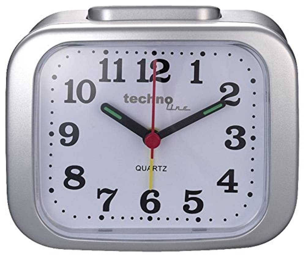 Technoline XL Retro Quartz Alarm Clock - Loud Alarm, Clear Display, Silver | Perfect for Bedroom, Office, Travel & Gift