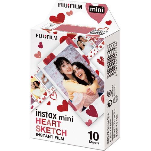FUJIFILM INSTAX Mini Heart Sketch Instant Film - Cute Heart Pattern Photo Paper for INSTAX Mini Cameras - Perfect for Valentine's Day, Weddings & DIY Scrapbooking