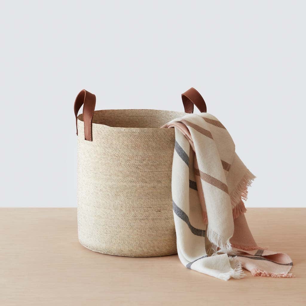Premium Round Storage Baskets for Home Organization - Woven Cotton Decorative Bins for Bedroom, Bathroom, Nursery & Closet Storage - Mercado Collection