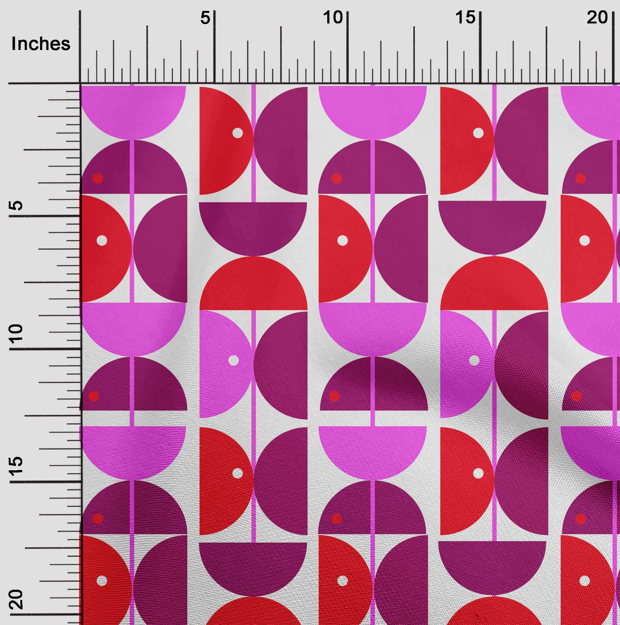 oneOone Cotton Cambric Fuschia Pink Geometric Circle Print Fabric by The Yard - 42 Inch Wide Dress Material for DIY Clothing, Home Decor & Craft Projects
