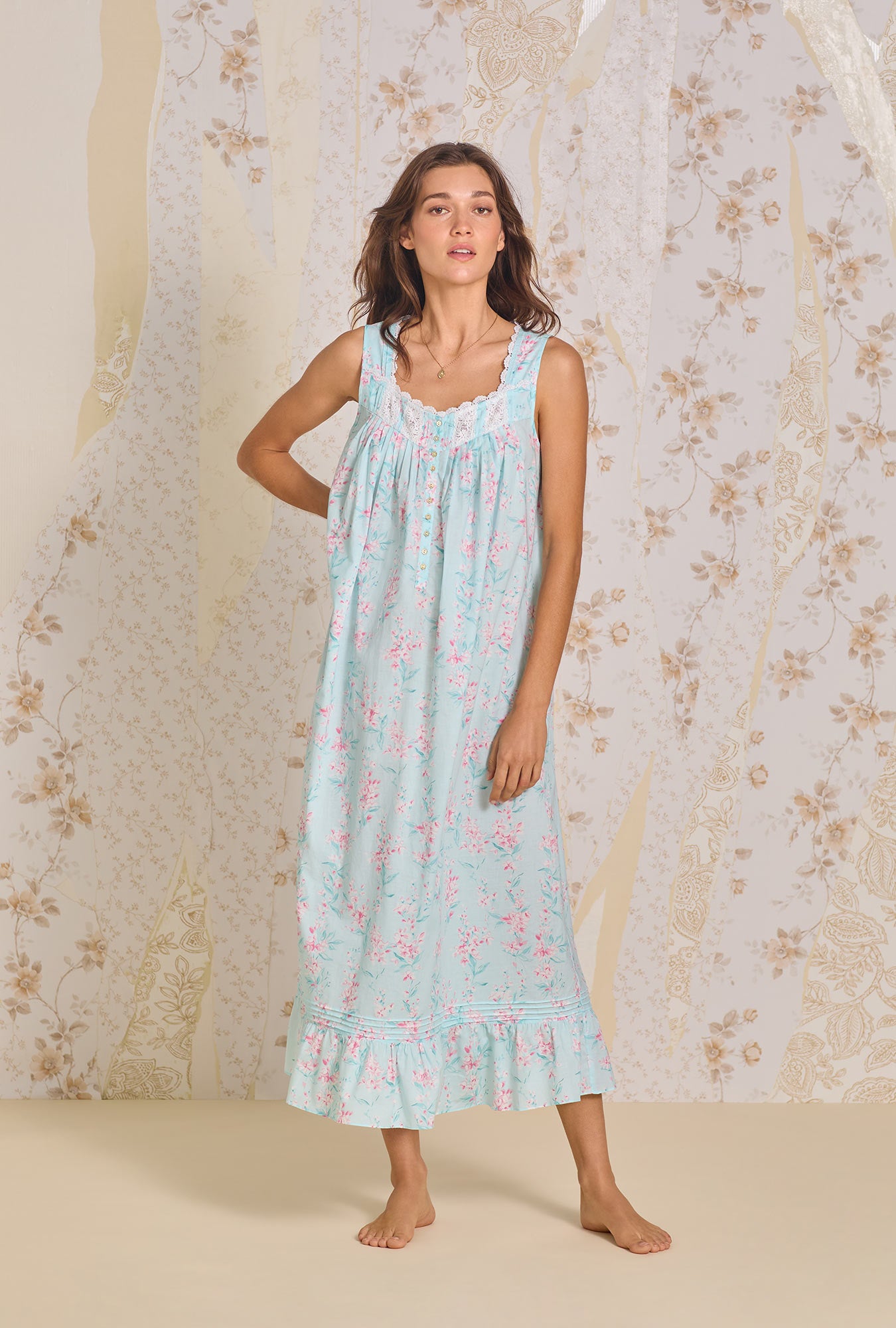 Eileen Cotton Lawn Nightgown - Floral Print Sleepwear for Women | Comfortable & Breathable Summer Pajamas | Perfect for Lounging, Sleeping & Relaxing at Home