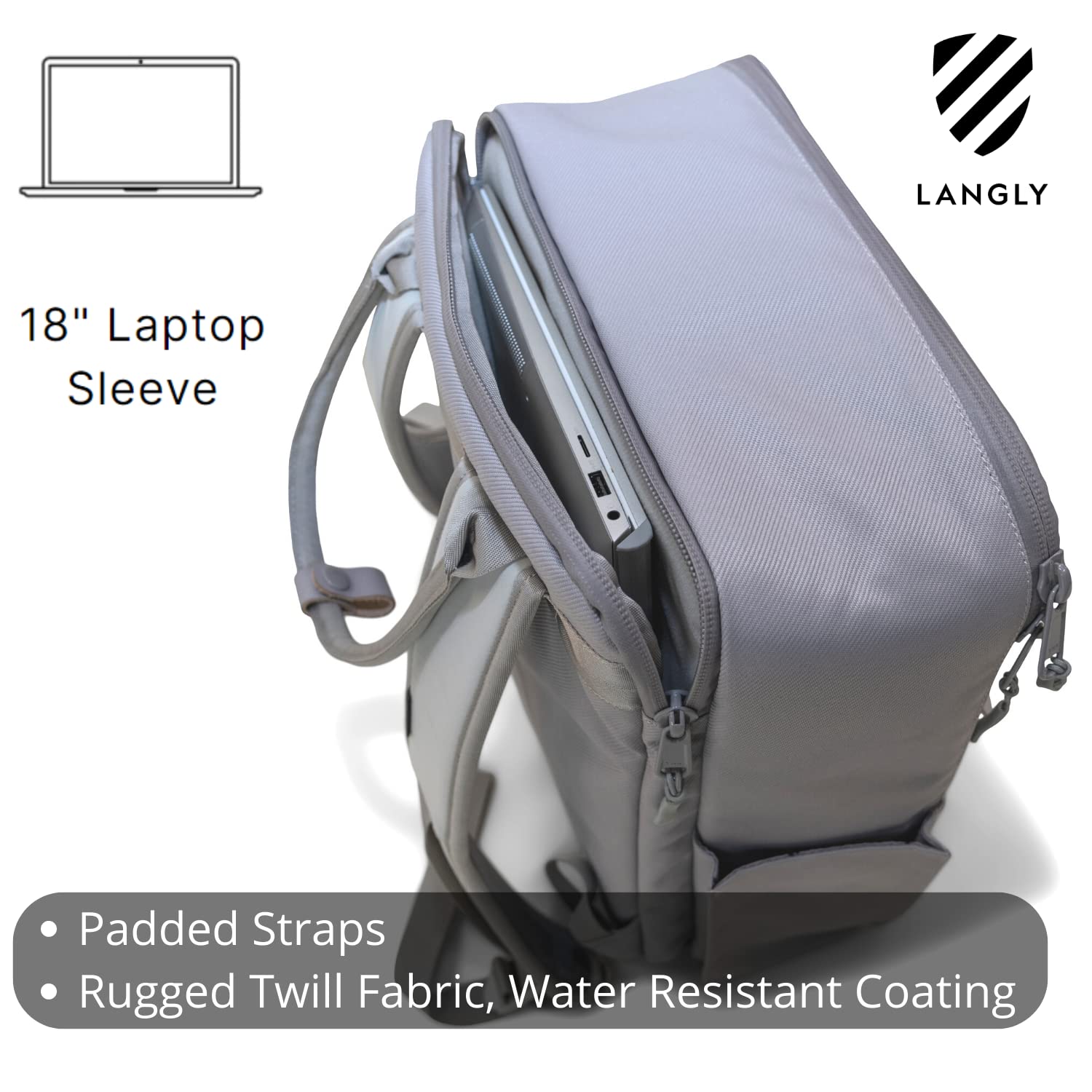 **Sierra Camera Backpack - Waterproof 24L DSLR Backpack for Travel, Fits 18in Laptop & Camera Gear - Durable & Lightweight Photography Bag for Hiking, Commuting & Outdoor Adventures (Ash)**