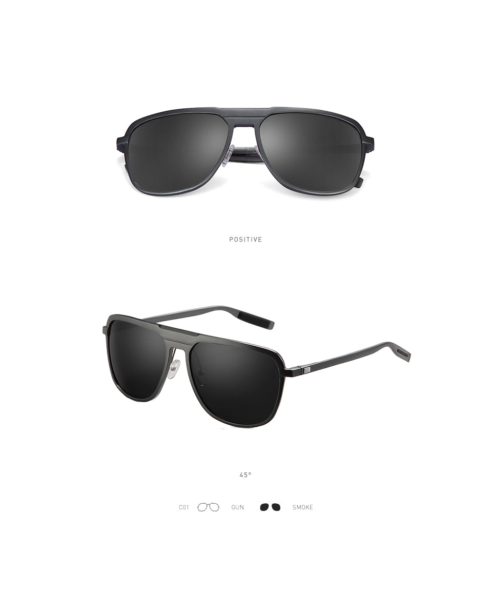 20/20 Unisex Full Rim Square Aluminum Polarized Sunglasses PK017 - Stylish UV Protection for Outdoor Activities, Driving & Fashion