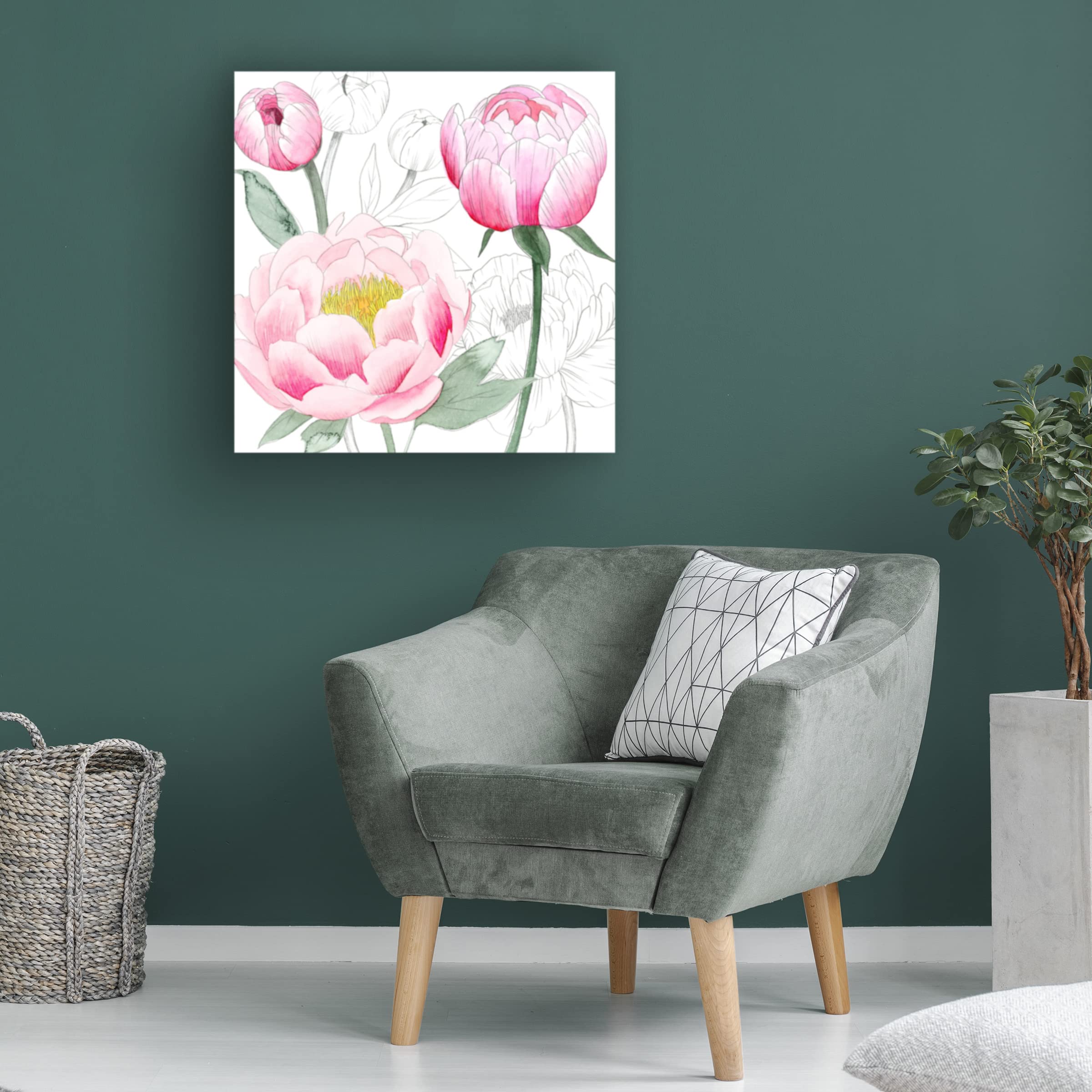 Grace Popp 'May Peonies II' Floral Canvas Wall Art Print - Perfect for Living Room, Bedroom & Office Decor