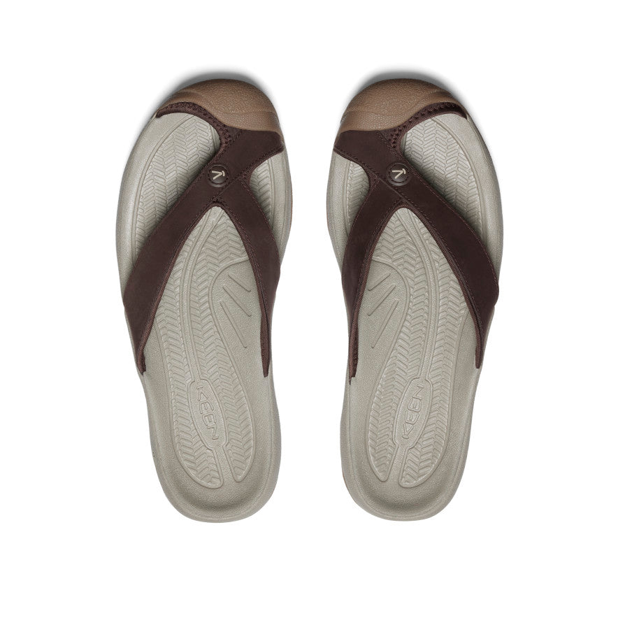 Men's Waimea Leather Flip Flops - Comfortable & Stylish Sandals for Casual Wear | Java/Plaza Taupe | Perfect for Beach, Pool, and Summer Outings