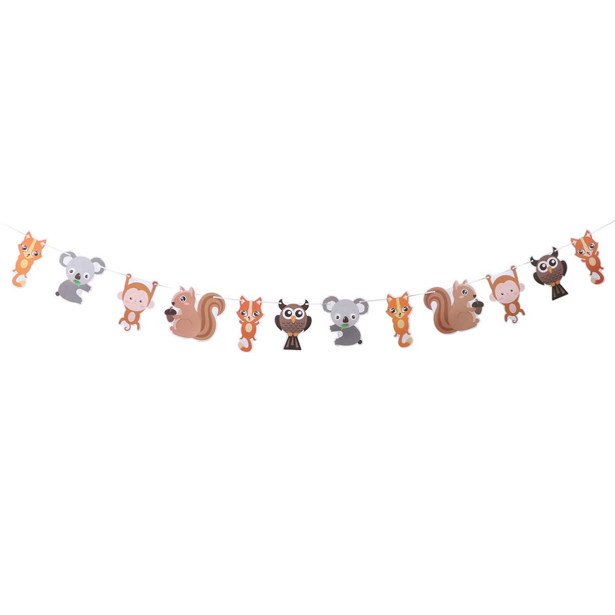 Amosfun Woodland Animal Banner - Fox, Owl, Koala, Squirrel Garland for Baby Shower, Birthday Party Decorations | Nursery Wall Hanging, Forest Theme Celebration