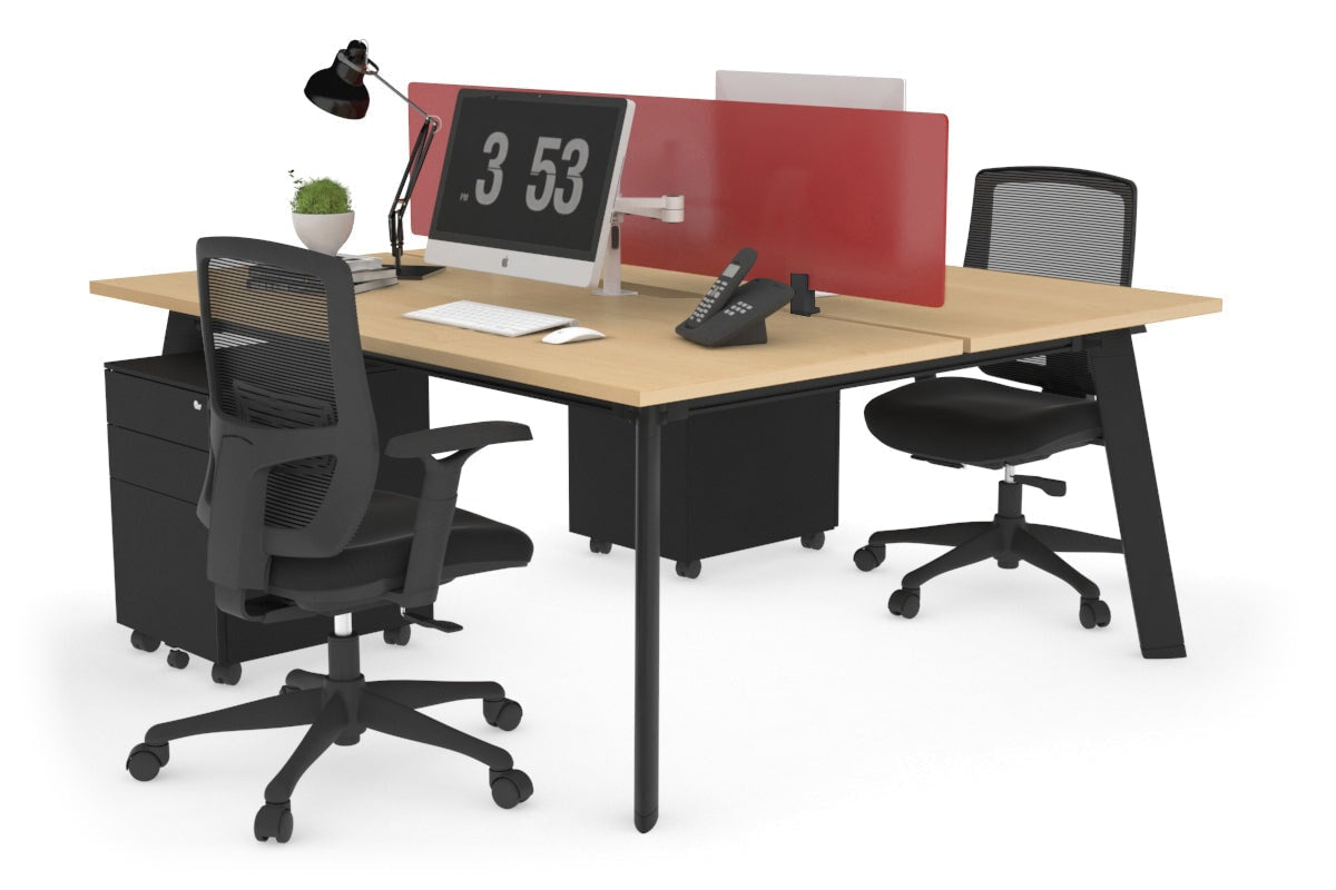 2 Person Workstation with Black Frame - 1200L x 800W Office Desk with Cable Management | Perfect for Home Office, Coworking Spaces & Small Business Teams