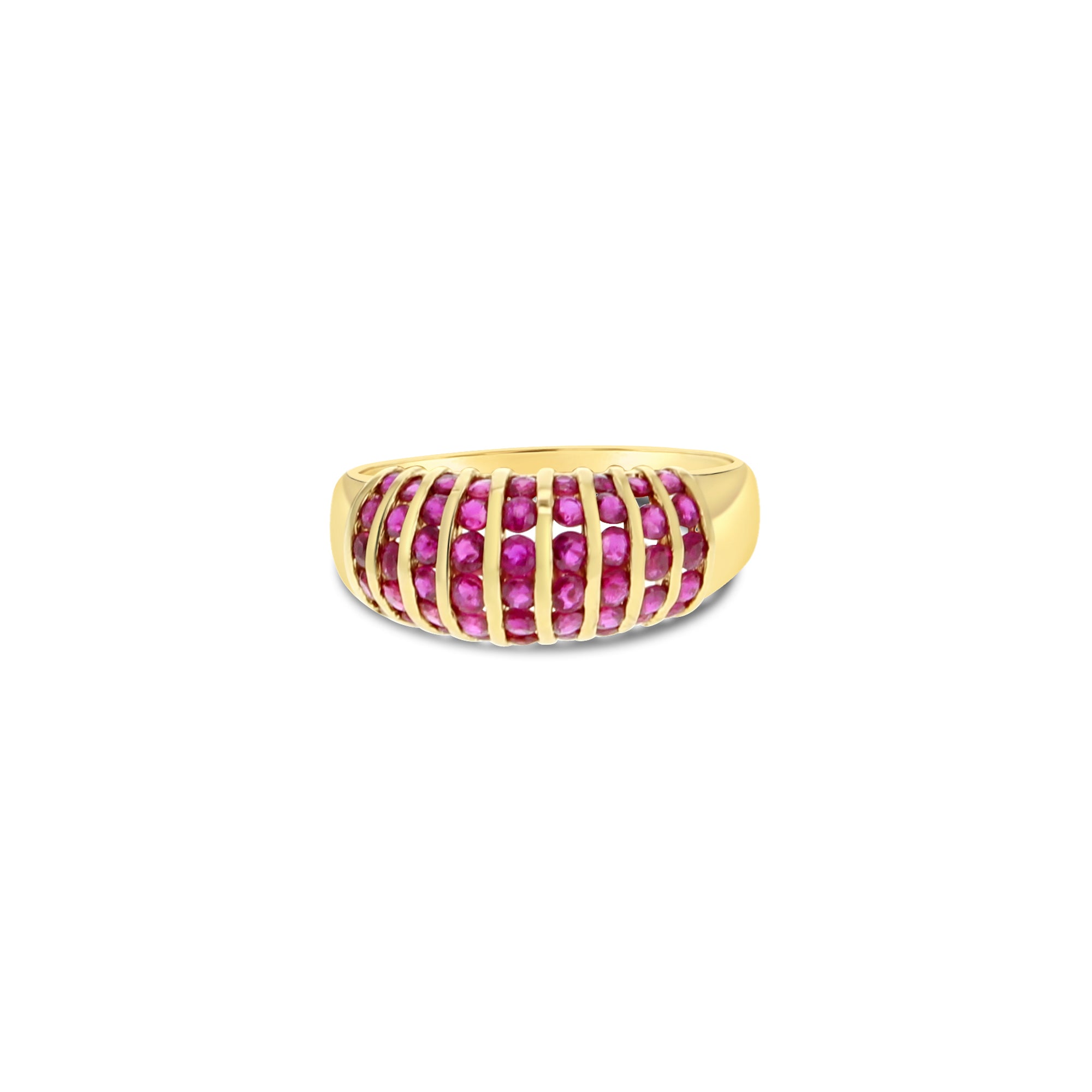 14k Yellow Gold Ruby Cluster Cocktail Ring - Elegant Statement Jewelry for Women | Perfect for Parties, Weddings & Special Occasions