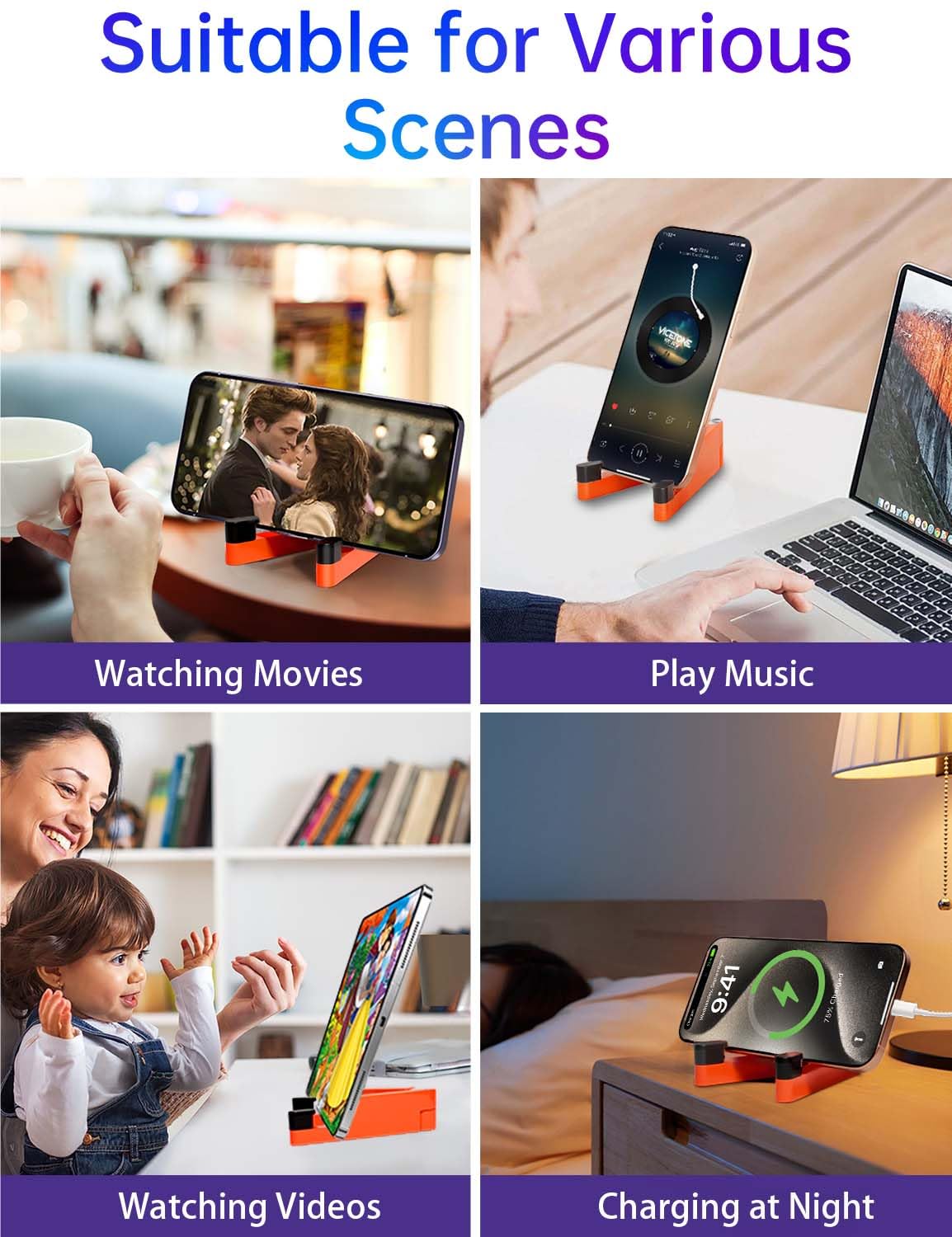 Foldable Aluminum Phone Stand for Desk & Travel - Portable iPhone Holder Compatible with iPhone 16 Pro Max/15/14/13 & Galaxy S24/S23 - Perfect for Office, Home & On-the-Go Use
