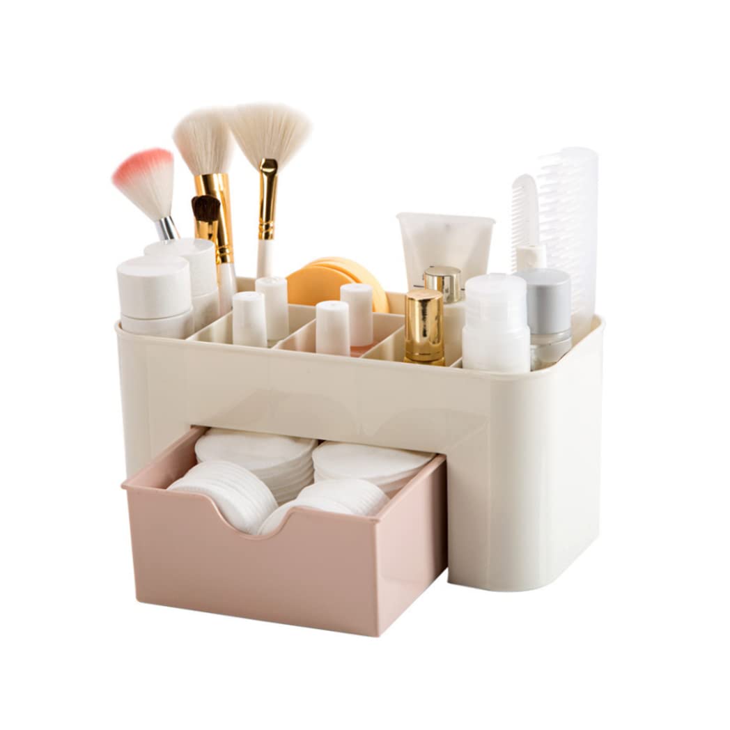 NOPEILVI Makeup Organizer Tray with Drawers - Cosmetic Storage Case for Vanity, Bathroom Counter & Office Desk - Acrylic Display Holder for Makeup, Jewelry & Stationery Organization (Perfect for Daily Beauty Routine & Workspace Decluttering)