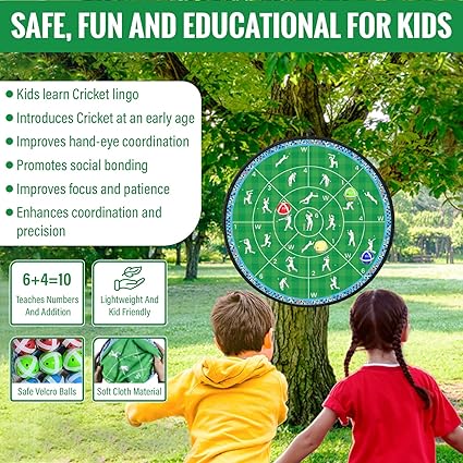 Cricbaby Cricket Dart Game Set - Professional Indoor/Outdoor Dartboard for Adults & Kids - Perfect for Parties, Game Rooms & Backyard Fun