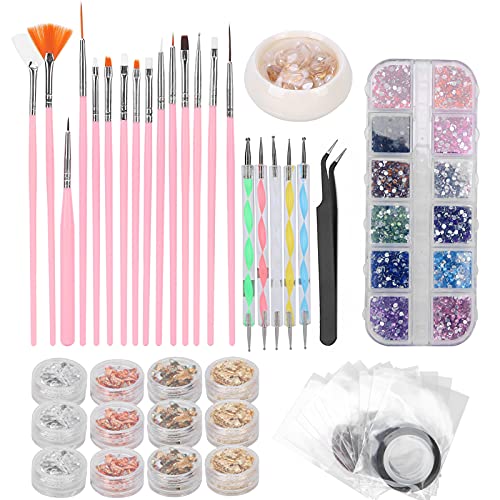 Premium Nail Dotting Pen with Rhinestones - Professional Nail Art Brush for Natural & Artificial Nails - Perfect for DIY Nail Designs, Home Salon & Manicure Kits - Great for Parties, Weddings & Special Occasions