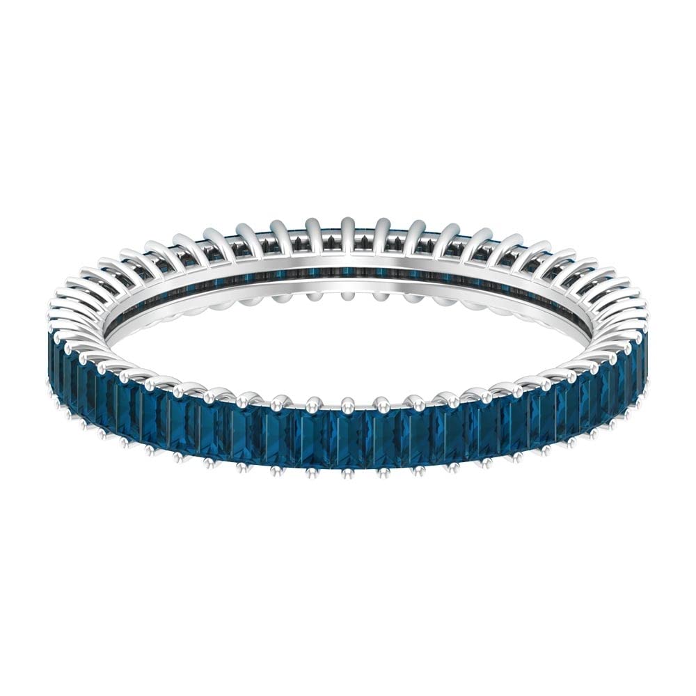 London Blue Topaz Eternity Ring - 14K Solid Gold Baguette Eternity Band, December Birthstone Jewelry for Women | Perfect for Anniversaries, Engagements & Special Occasions