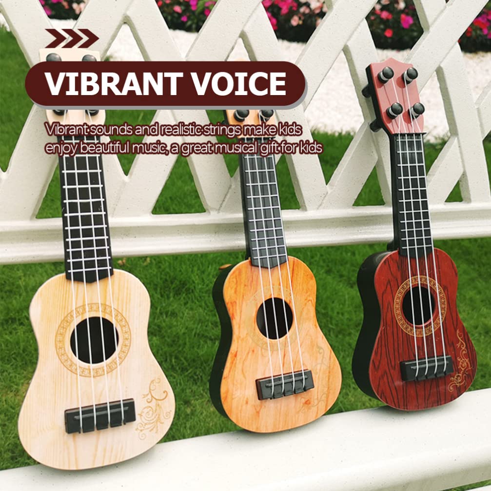Kisangel Mini Ukulele Toy for Kids - 4 String Beginner Musical Instrument with Light Brown Finish | Educational Guitar Plaything for Toddlers & Children | Perfect for Birthday Gifts, Music Lessons & Early Learning Development