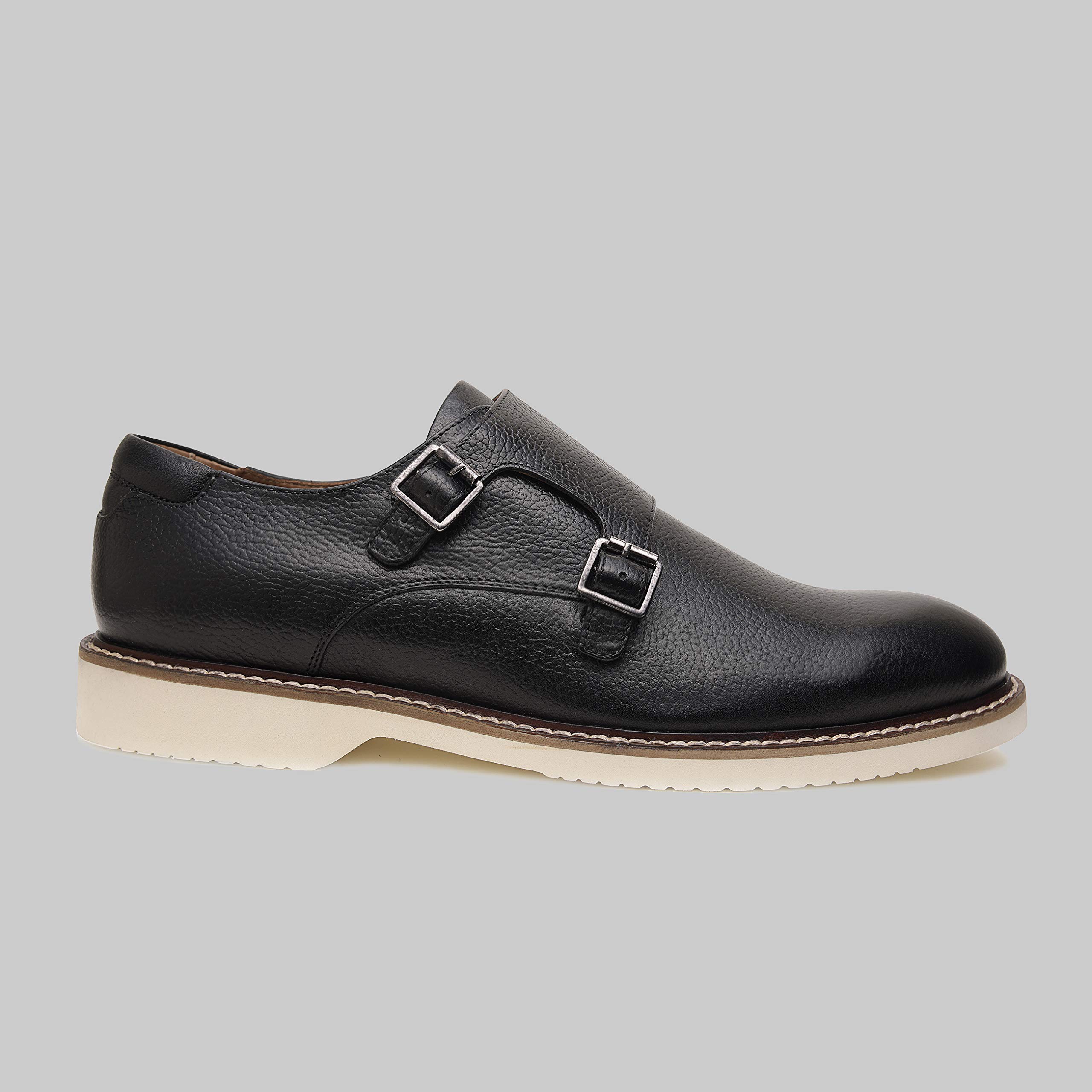 Premium Genuine Leather Suede Dress Shoes for Men - Handcrafted Luxury Monk Strap Casual Shoes with Lightweight EVA Sole & Plain Toe Design | Perfect for Business, Weddings & Formal Occasions