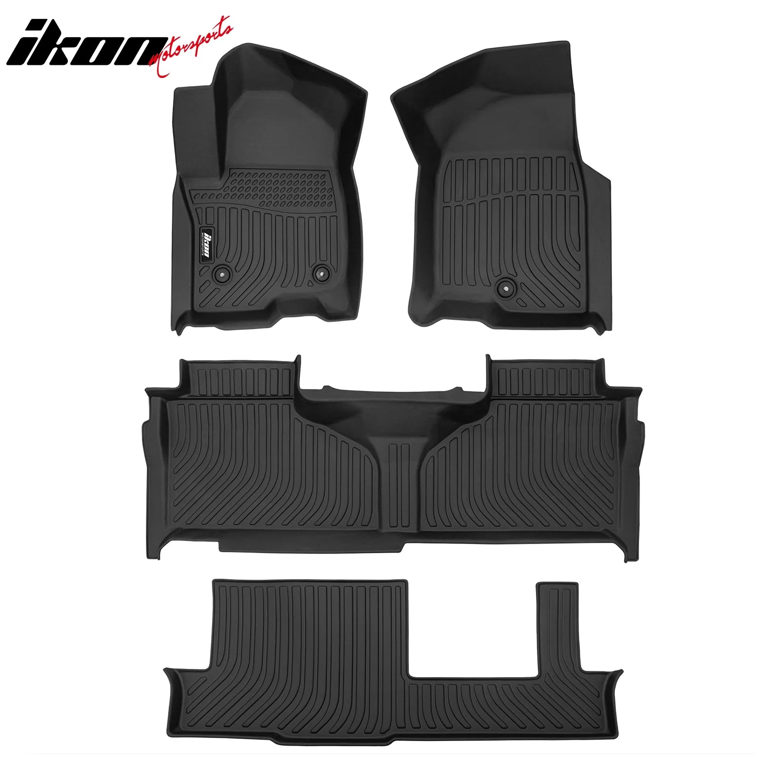 IKON Custom 3D All-Weather Floor Mats for 2021-2023 Chevrolet Tahoe/GMC Yukon/Cadillac Escalade - 8-Seat Carpet Protection Liners (4-Piece Set) - Perfect for Off-Road, Winter & Family Road Trips
