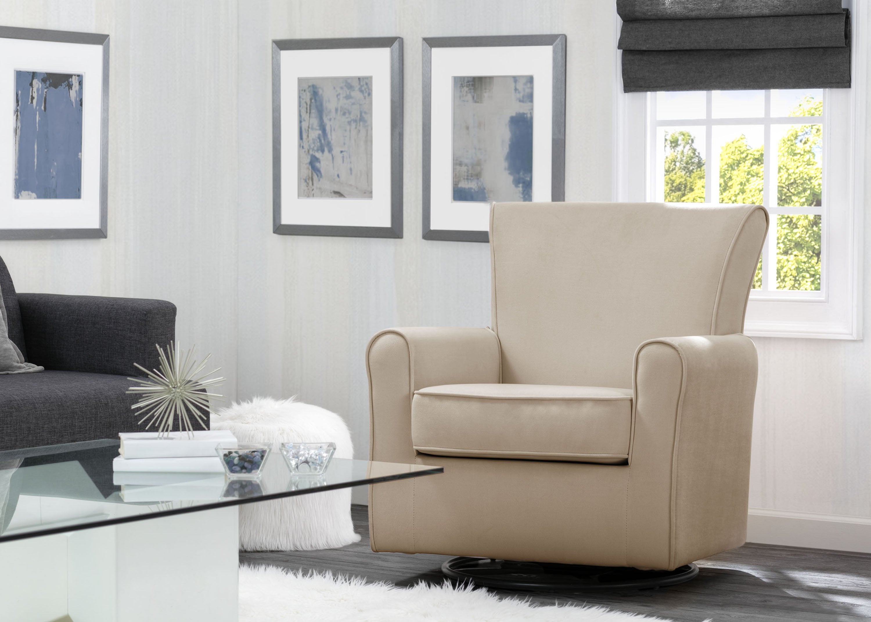 Elena Nursery Glider Swivel Rocker Chair - Comfortable Baby Rocking Chair for Breastfeeding & Nursery Room - Perfect for Nursing, Reading & Soothing Baby to Sleep