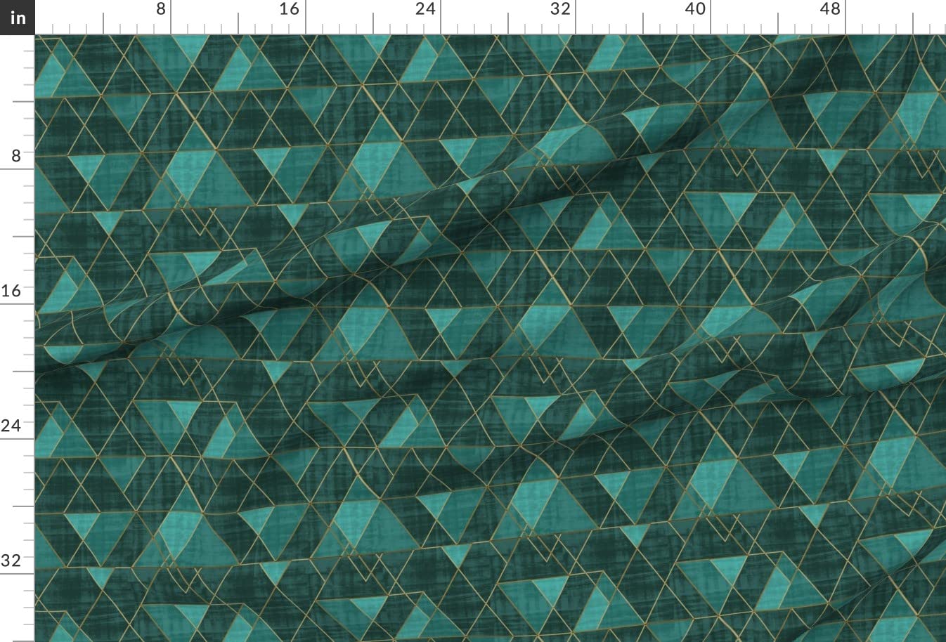 Mod Triangles Emerald Teal Geometric Abstract Gold Look Green Printed Minky Fabric by The Yard - Perfect for Sewing Baby Blankets, Quilt Backing, Plush Toys & DIY Home Decor