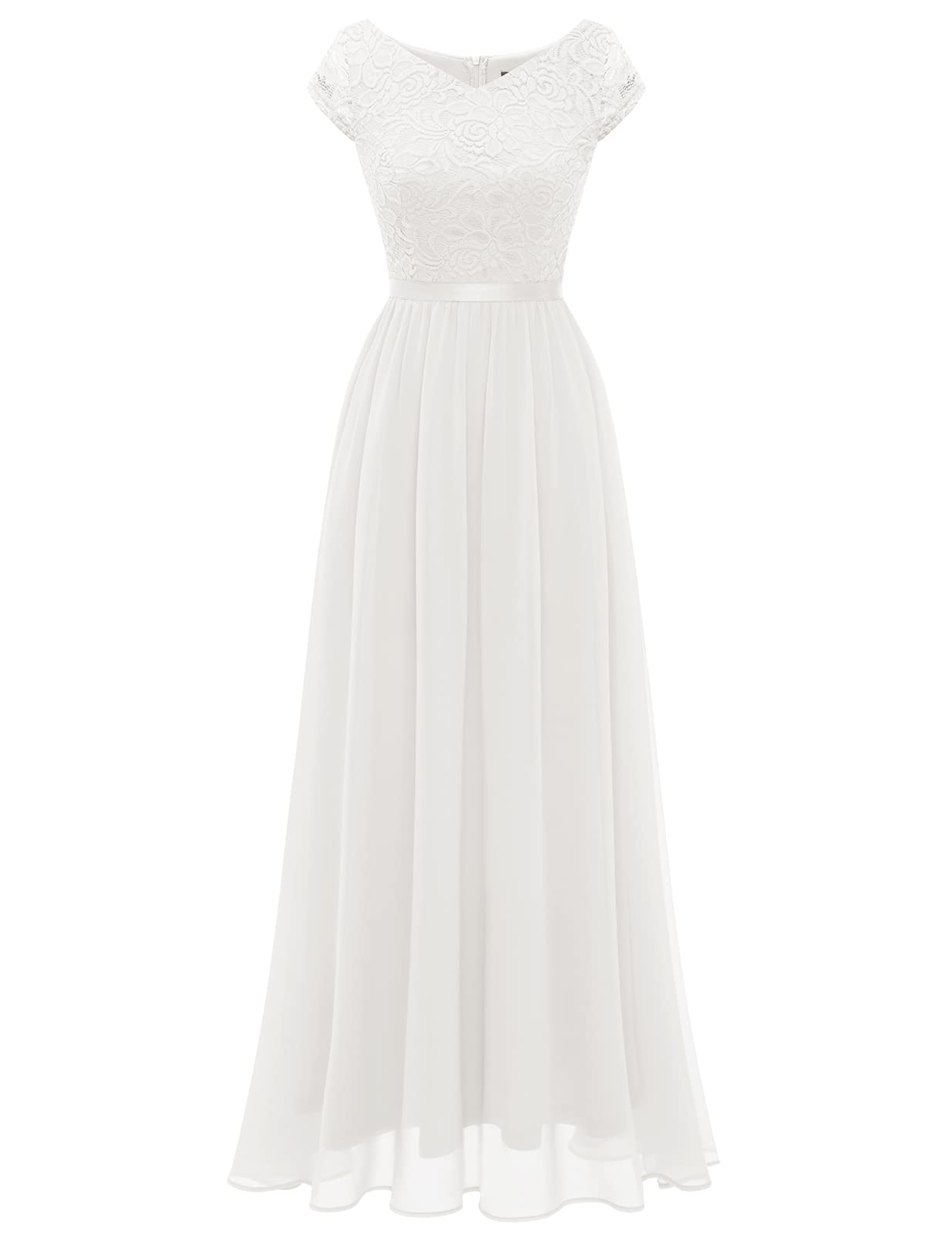 DRESSTELLS Women's Elegant Chiffon Wedding Guest Dress - A-Line Evening Gown with Lace Details for Bridesmaids, Prom & Summer Events 2023 | Perfect for Cocktail Parties, Formal Occasions & Special Celebrations