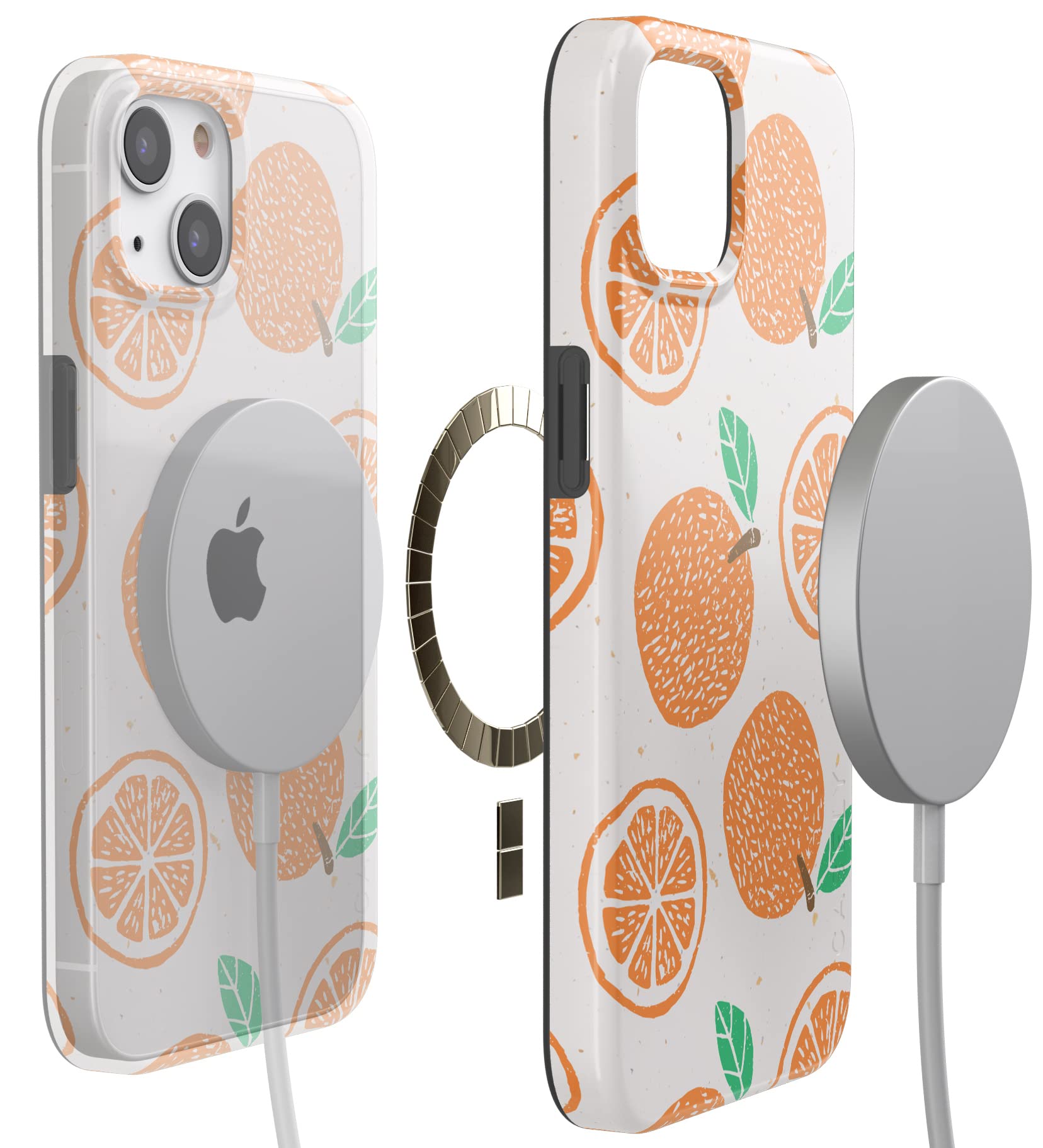 Casely iPhone 13 Case with MagSafe - Orange Stamped Protective Cover | Slim Fit, Shockproof & Wireless Charging Compatible | Perfect for Everyday Use, Travel & Outdoor Activities