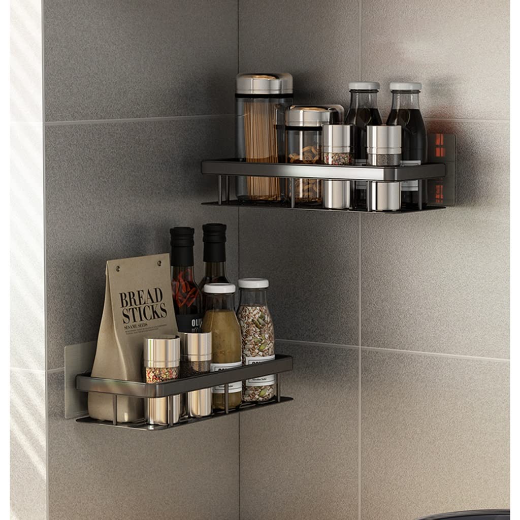 Sturdy Wall-Mounted Bathroom Shelf - 30kg Load Capacity Shower Organizer & Cosmetic Storage Rack for Kitchen & Bathroom (Black, 30cm) - Perfect for Small Space Organization in Showers, Vanities & Compact Kitchens