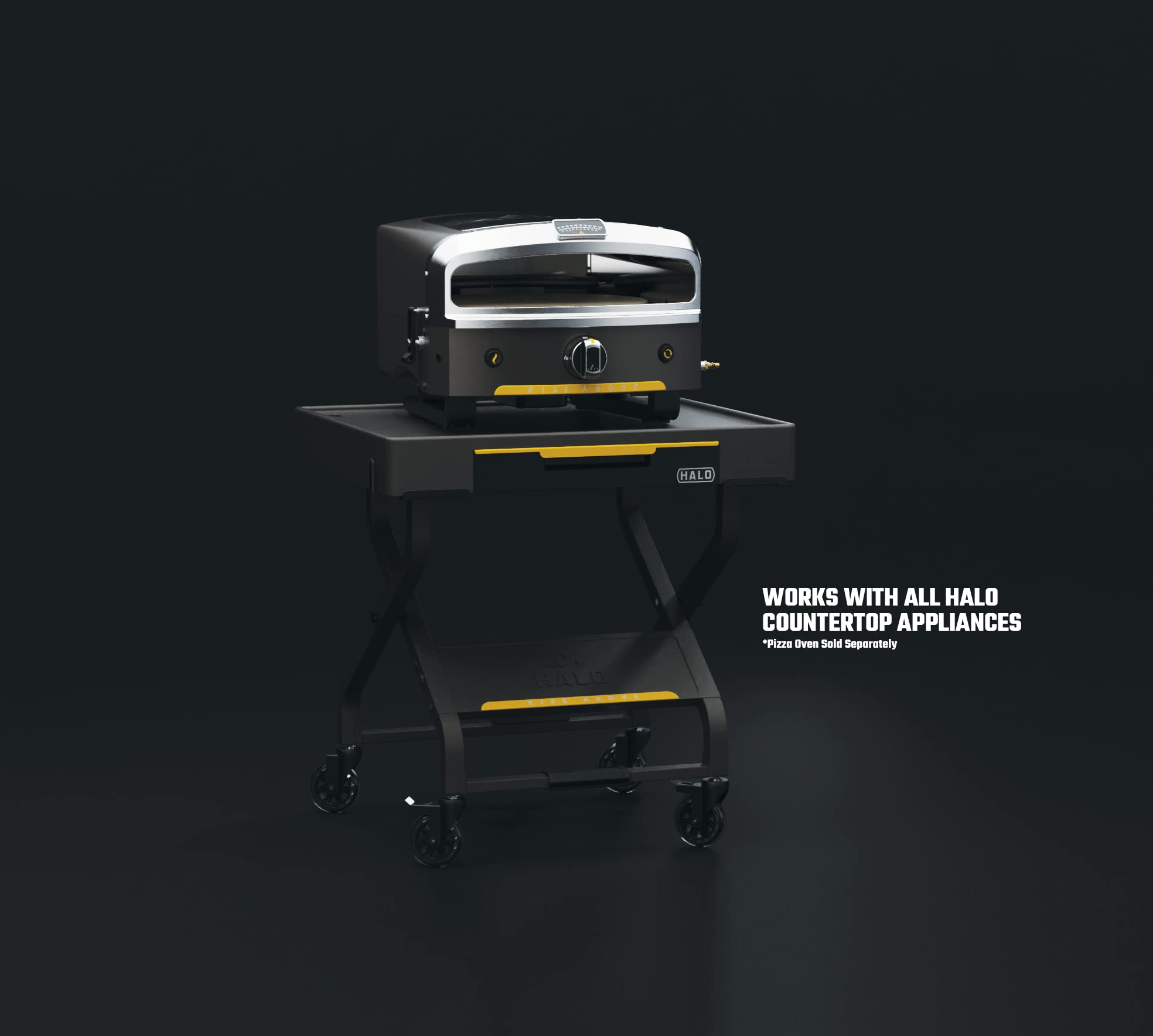 HALO Outdoor Cart - Portable Countertop Grill Cart with Drop Down Drawer & Tank Storage | Collapsible Design for Camping, Backyard BBQs & Tailgating Parties