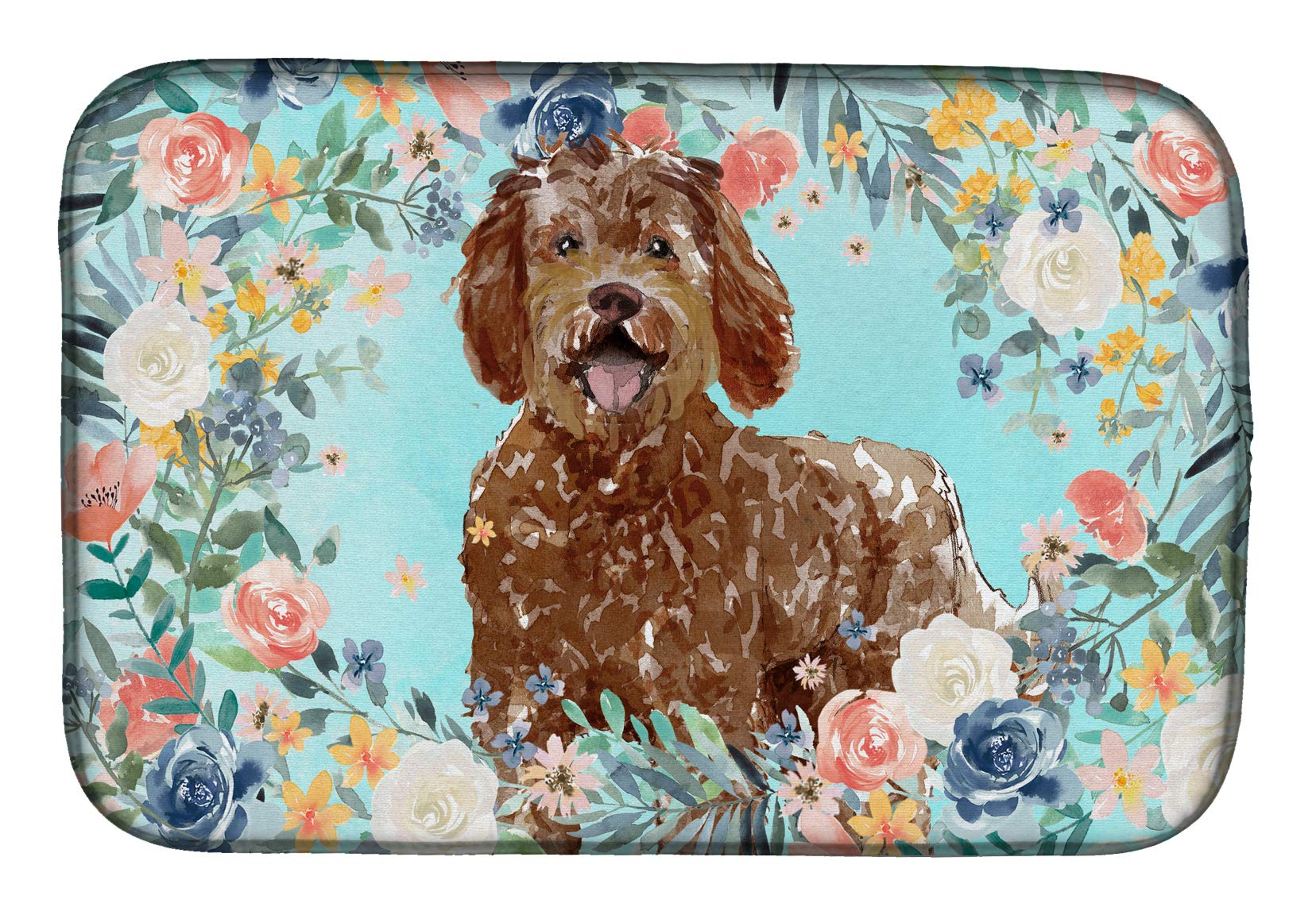 Labradoodle Dish Drying Mat - Absorbent Kitchen Counter Mat for Dishes | 14 x 21 Inch Multicolor | Perfect for Countertop Drainage & Protecting Surfaces from Water Spills
