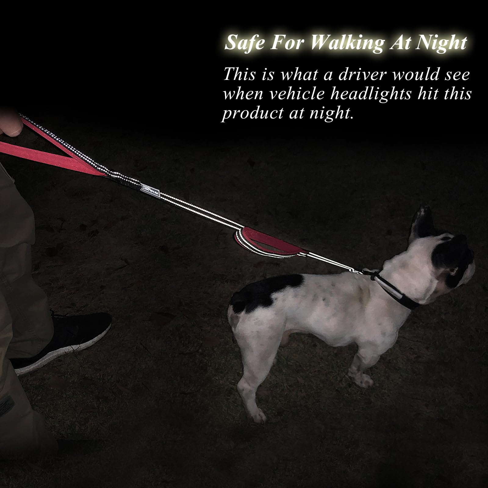 VIVAGLORY Heavy Duty Reflective Dog Leash with Dual Padded Handles - Strong Metal Hook Training Lead for Large Medium Small Dogs - Perfect for Walking, Running, Night Safety & Outdoor Adventures (Black)