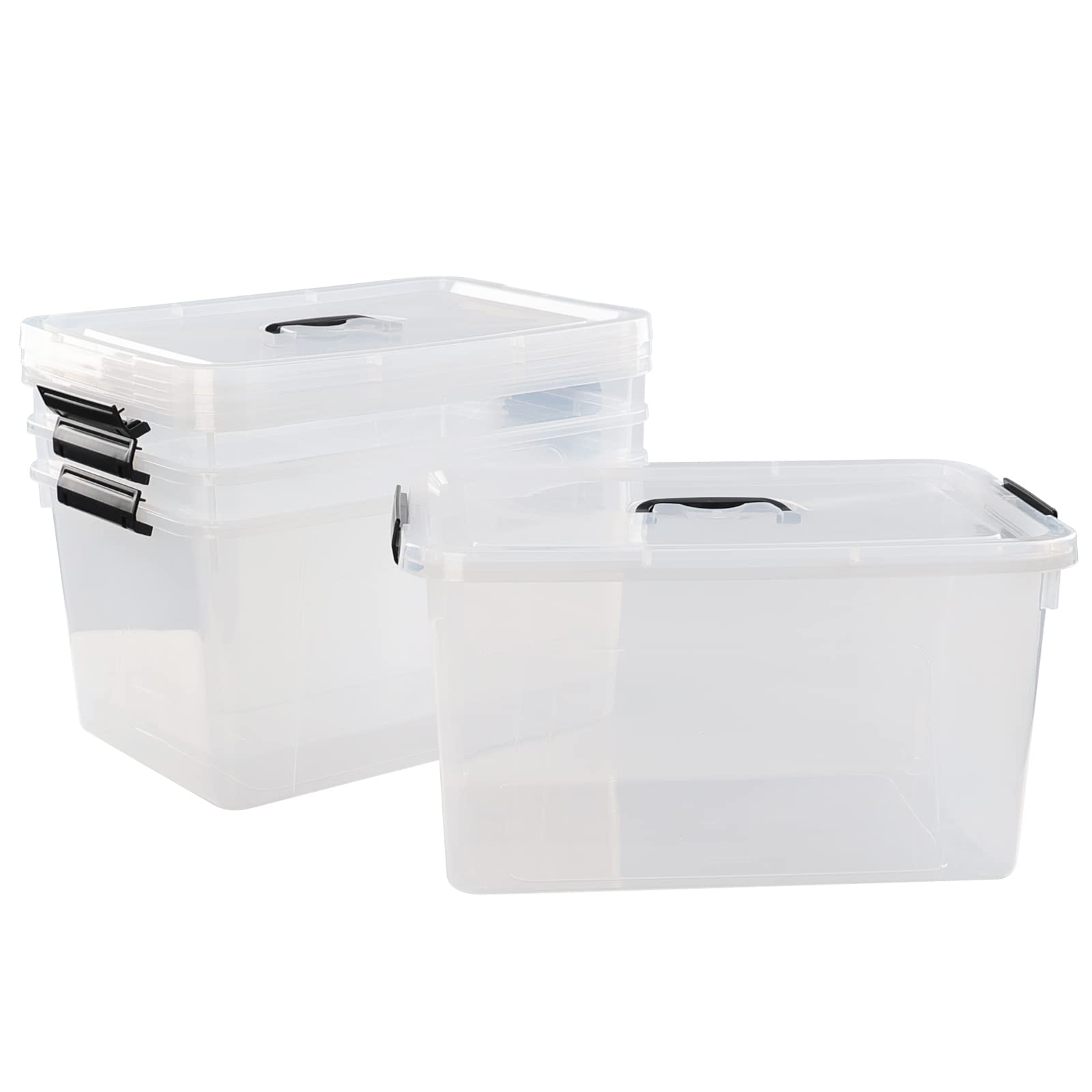 18 Quart Clear Plastic Storage Boxes with Lids - 4-Pack Stackable Organizer Bins for Home, Office, Closet & Garage Organization