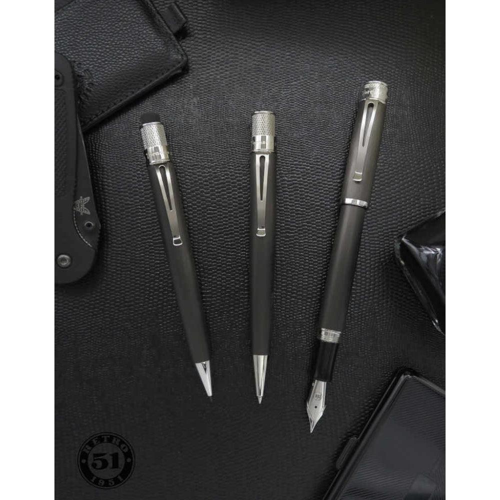 Retro 51 Tornado Fountain Pen - Black Nickel Platinum Finish | Premium Writing Instrument for Professionals & Gift Giving