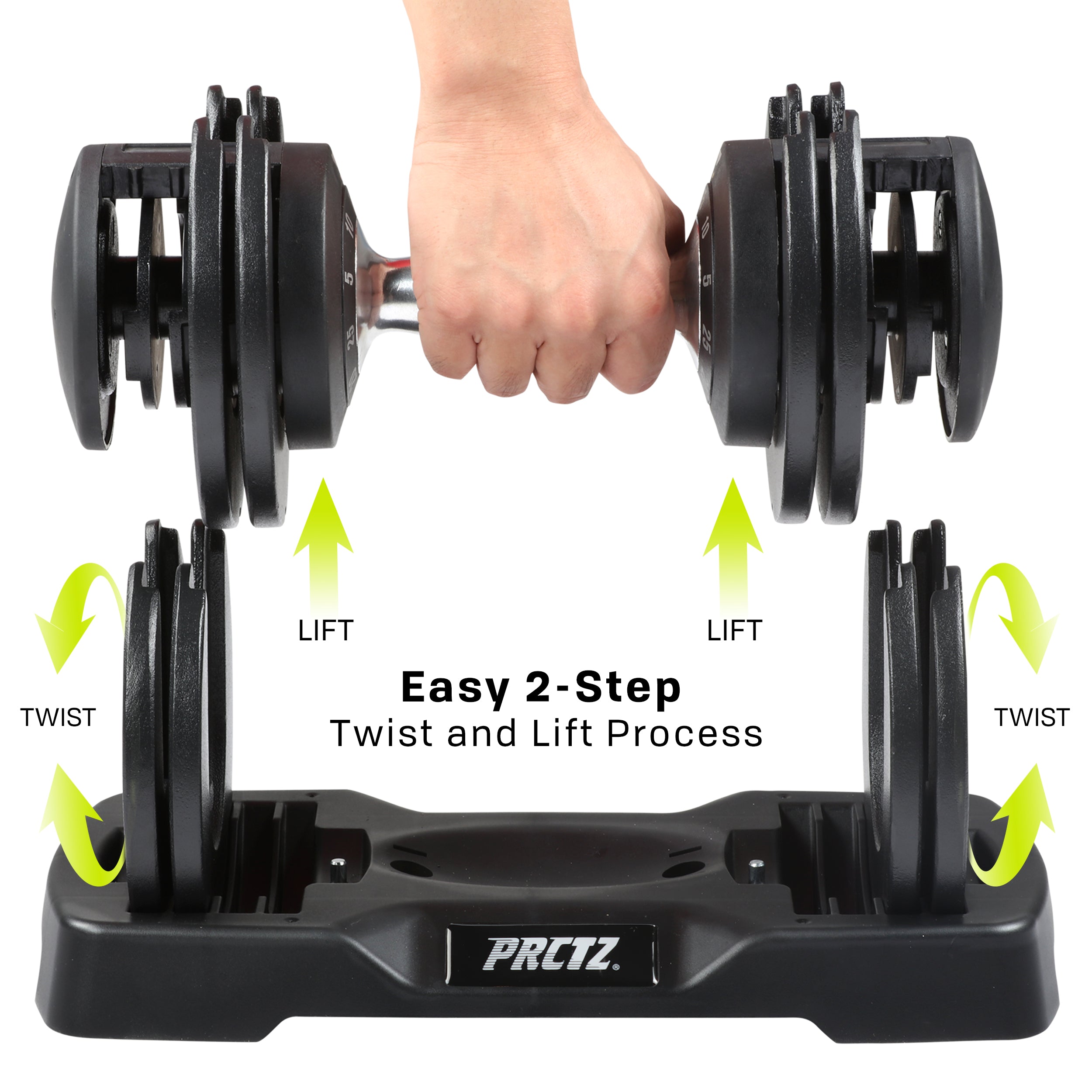 PRCTZ Adjustable Dumbbell Single - 25lb & 55lb Weight Options for Home Gym, Strength Training & Workout | Perfect for Small Spaces & Full-Body Exercises