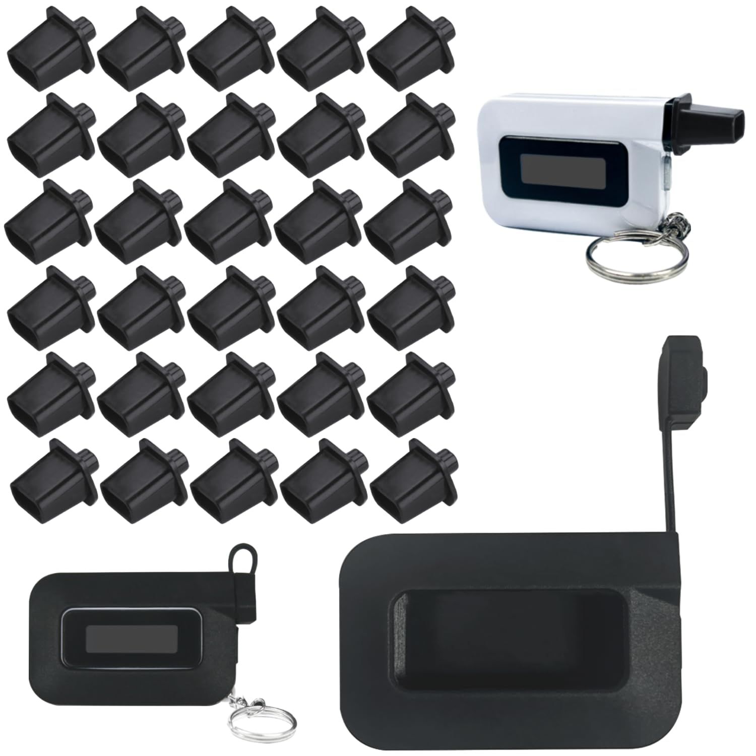 Premium Silicone Protective Cover for C6 Keychain Breathalyzer - Black (1 Pack + 30 Bonus) | Perfect for Nightlife, Travel & Personal Alcohol Monitoring