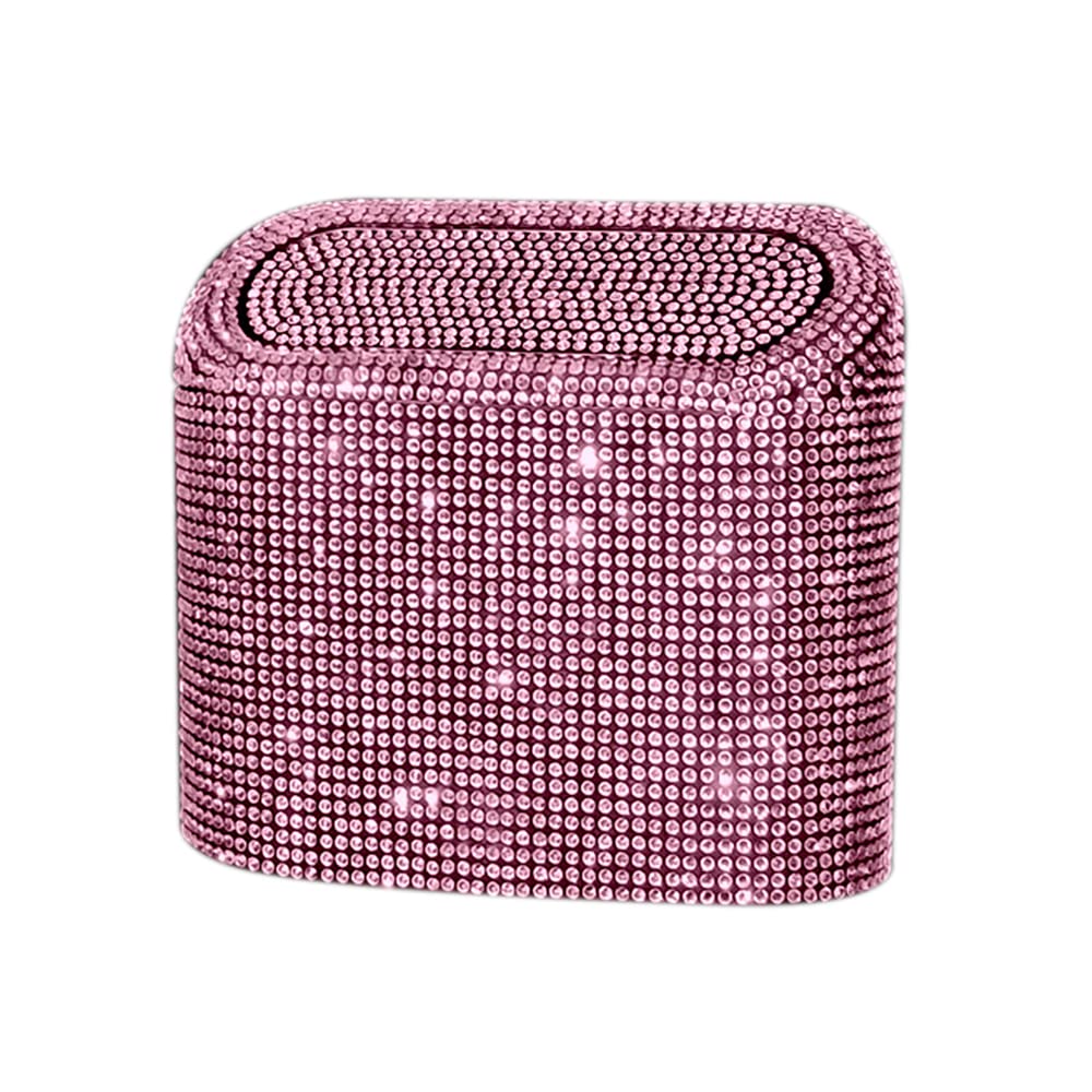 Sparkly Rhinestone Car Trash Can with Lid - Hanging Vehicle Garbage Bin for Car, Office & Home Use - Pink Glitter Trash Container for Road Trips, Commuting & Daily Organization