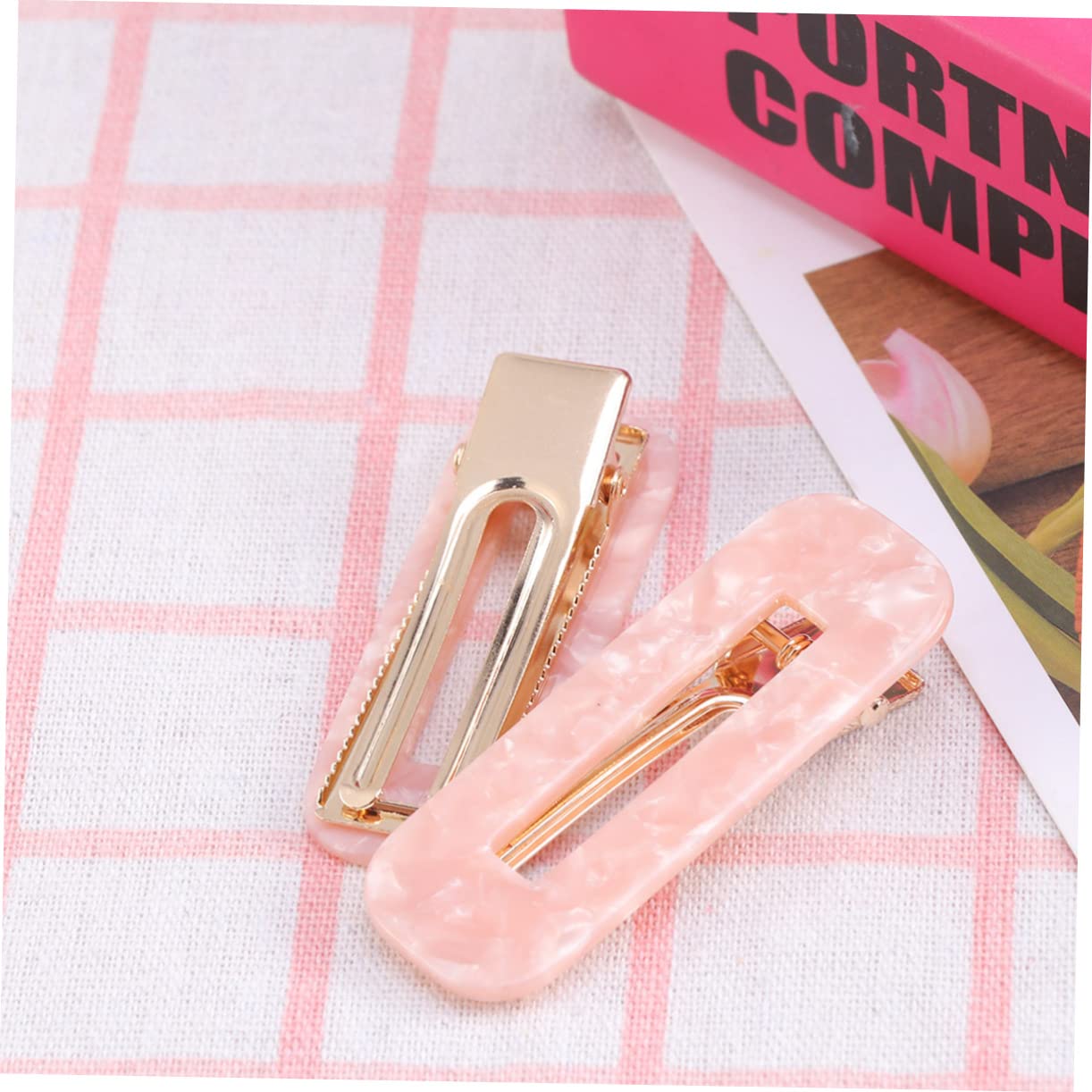 FOMIYES 2 Pack Leopard Print Square Hair Clips for Women & Girls - Pink Hair Barrettes & Hairpins for School, Work, Parties & Everyday Styling