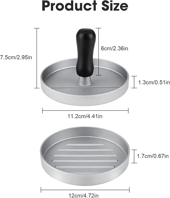 JIARKA Aluminum Alloy Non-Stick Burger Press - Hamburger Patty Maker for Beef, Cheese & Veggie Burgers | Perfect for BBQ, Backyard Grilling & Home Kitchen Use