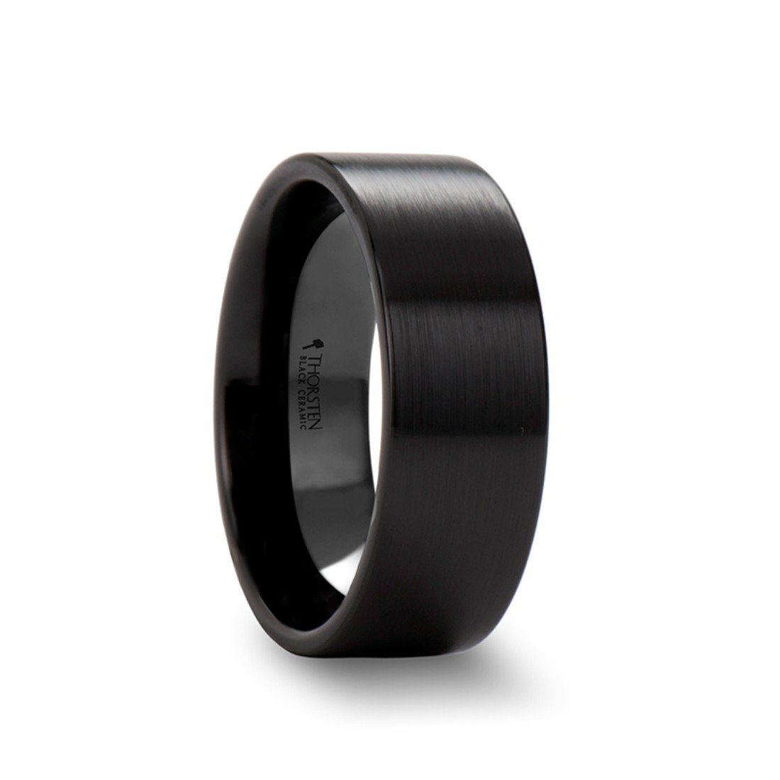 DRAKON 10mm Wide Black Ceramic Wedding Band Ring for Men - Durable Brush Finish Pipe Cut Design - Perfect for Engagements, Anniversaries & Everyday Wear