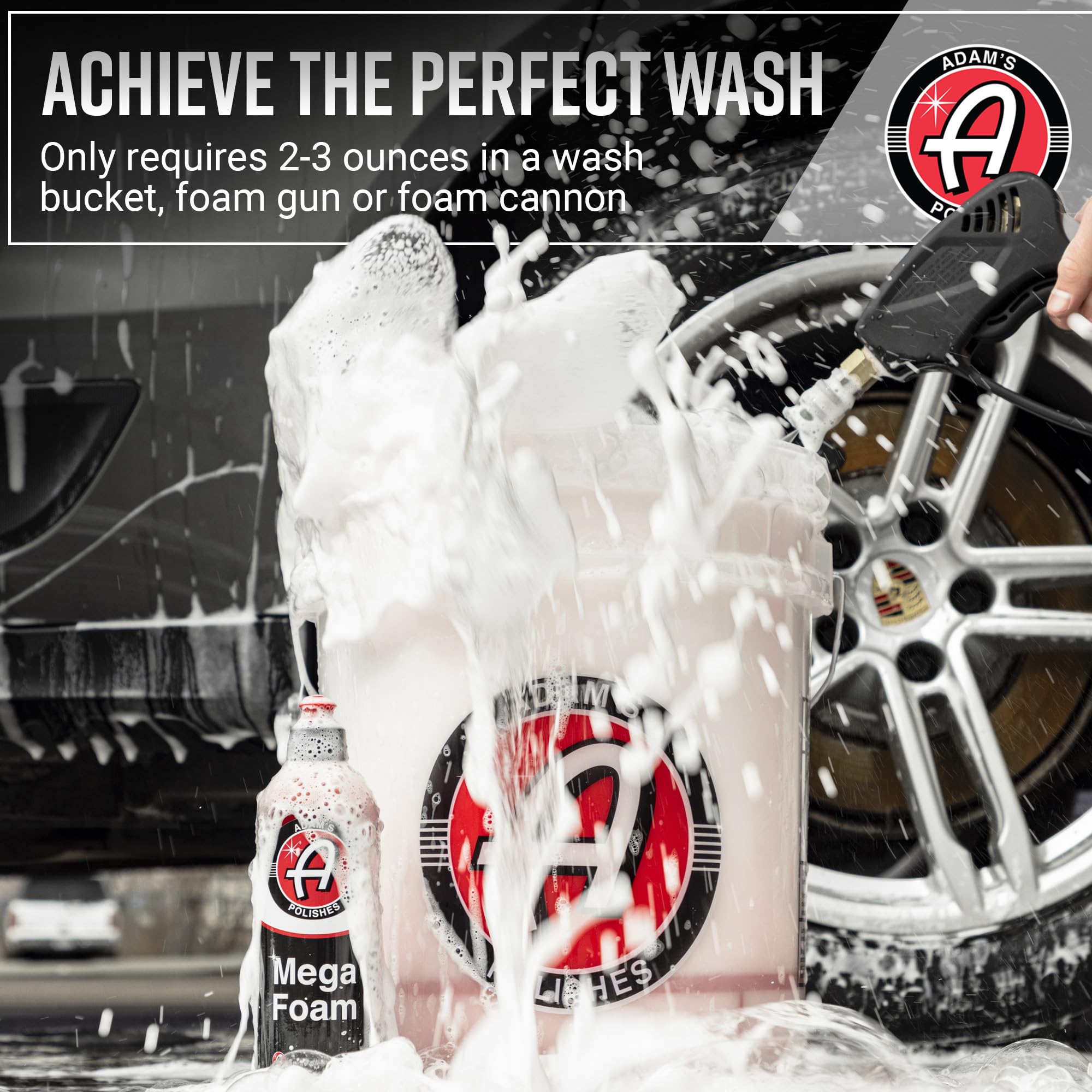 Adam’s Mega Foam (1 Gallon) - pH Neutral Car Wash Soap Concentrate for Bucket, Foam Cannon & Foam Gun | Safe for Wax, Sealant & Ceramic Coating | Perfect for Detailing, Hand Wash & Touchless Cleaning
