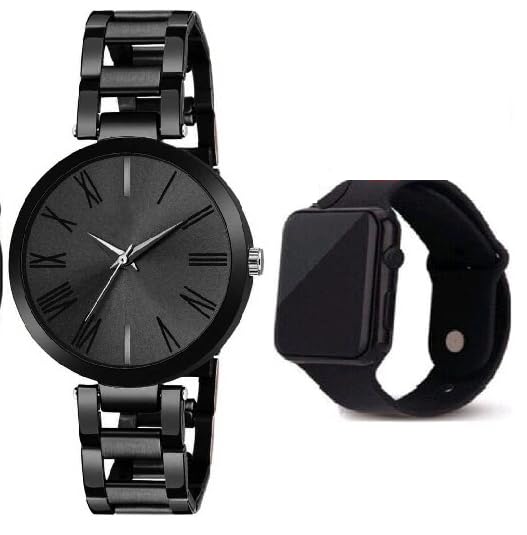 LAKSH Women's Analog & Digital Watch with Leather & Rubber Straps - Stylish Gift for Girls (SR-613 AT-613) - Perfect for School, Work & Casual Wear