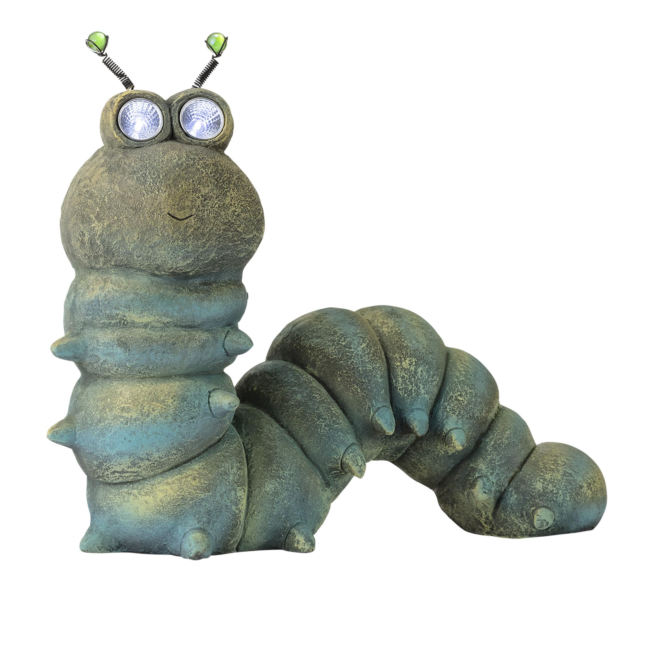 Alpine Corporation FCC121SLR Solar-Powered LED Garden Caterpillar Statue – 16