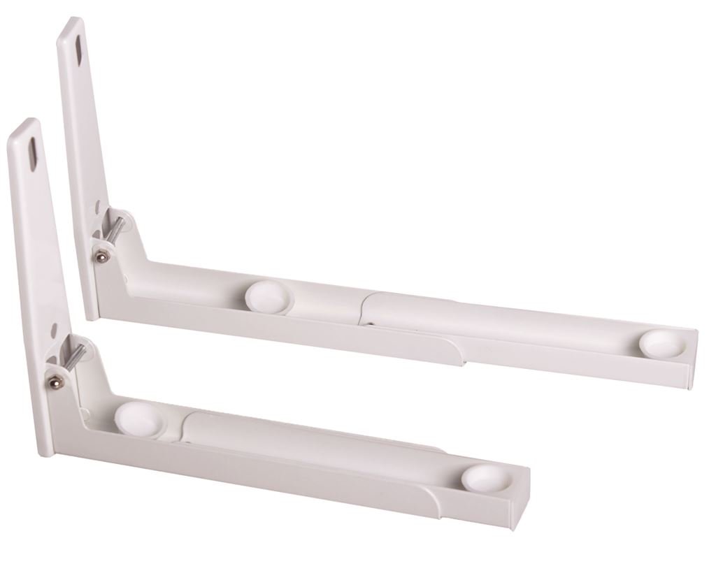 Sturdy White Microwave Brackets with Extendable Arms - Medium Size for Secure Wall Mounting - Perfect for Kitchen, RV, Dorm & Small Spaces